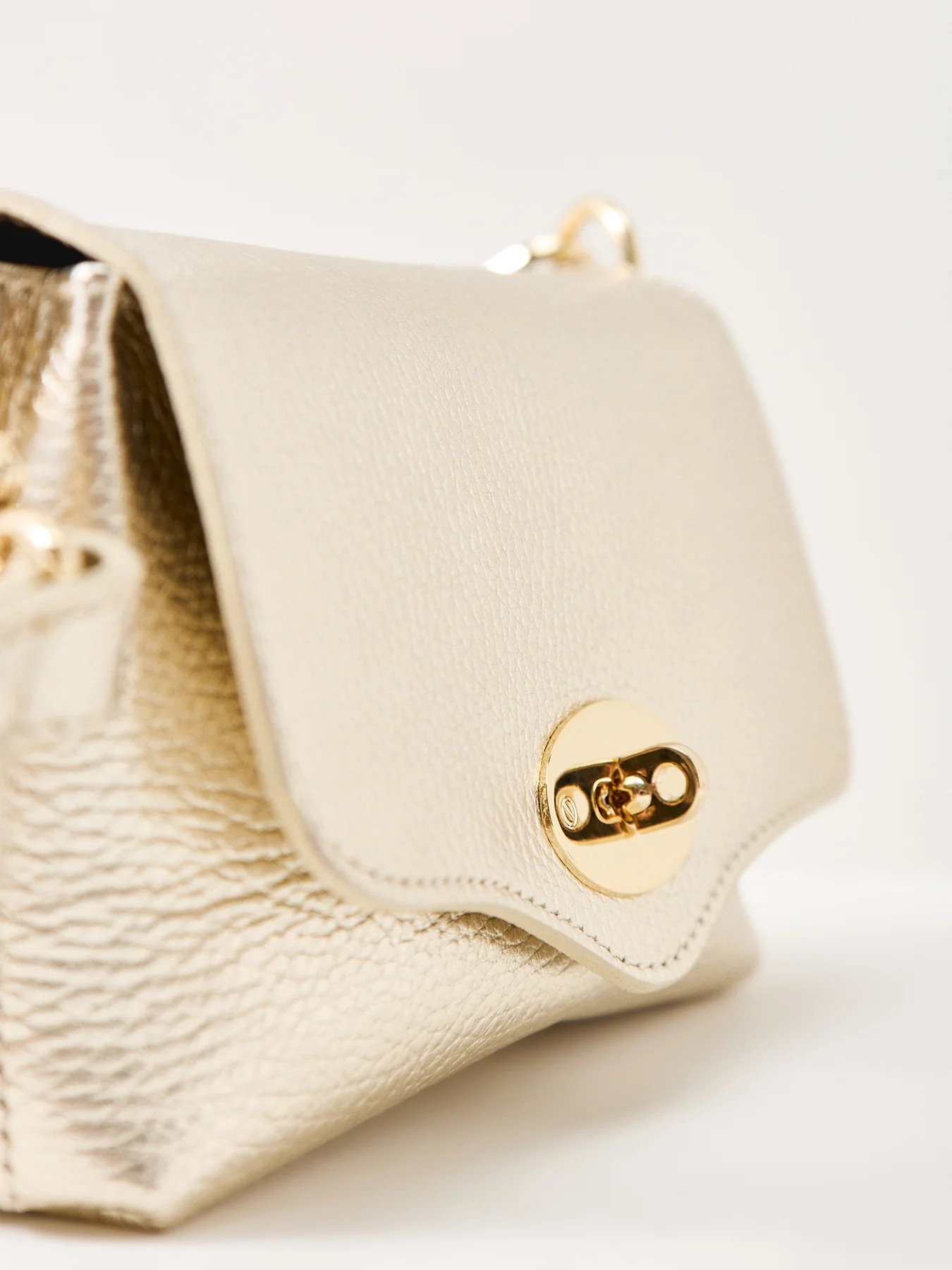 Maddie Gold Leather Crossbody Bag Gold - Image 5