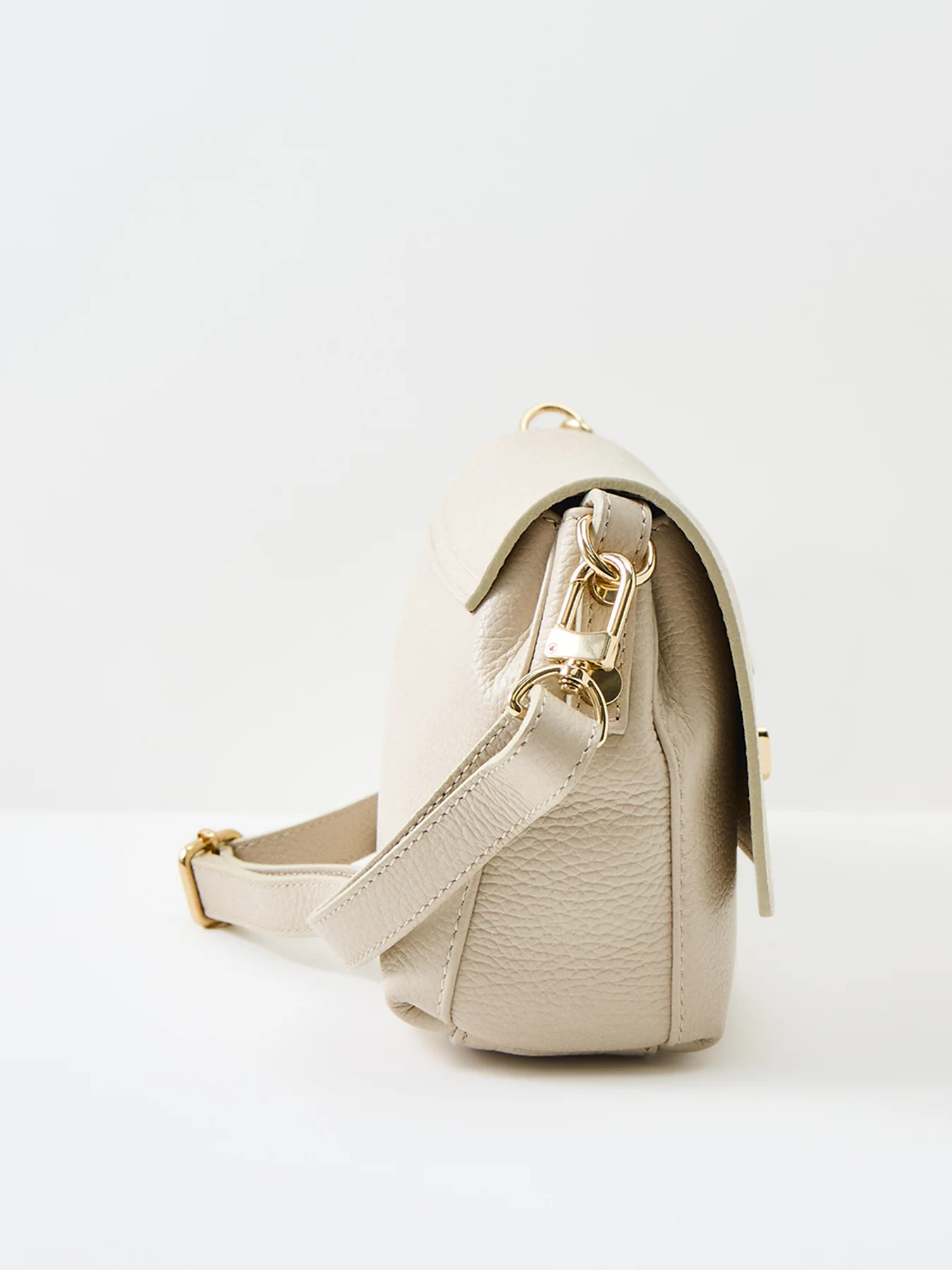 Maisie Midi Leather Shoulder Bag White - Image 4