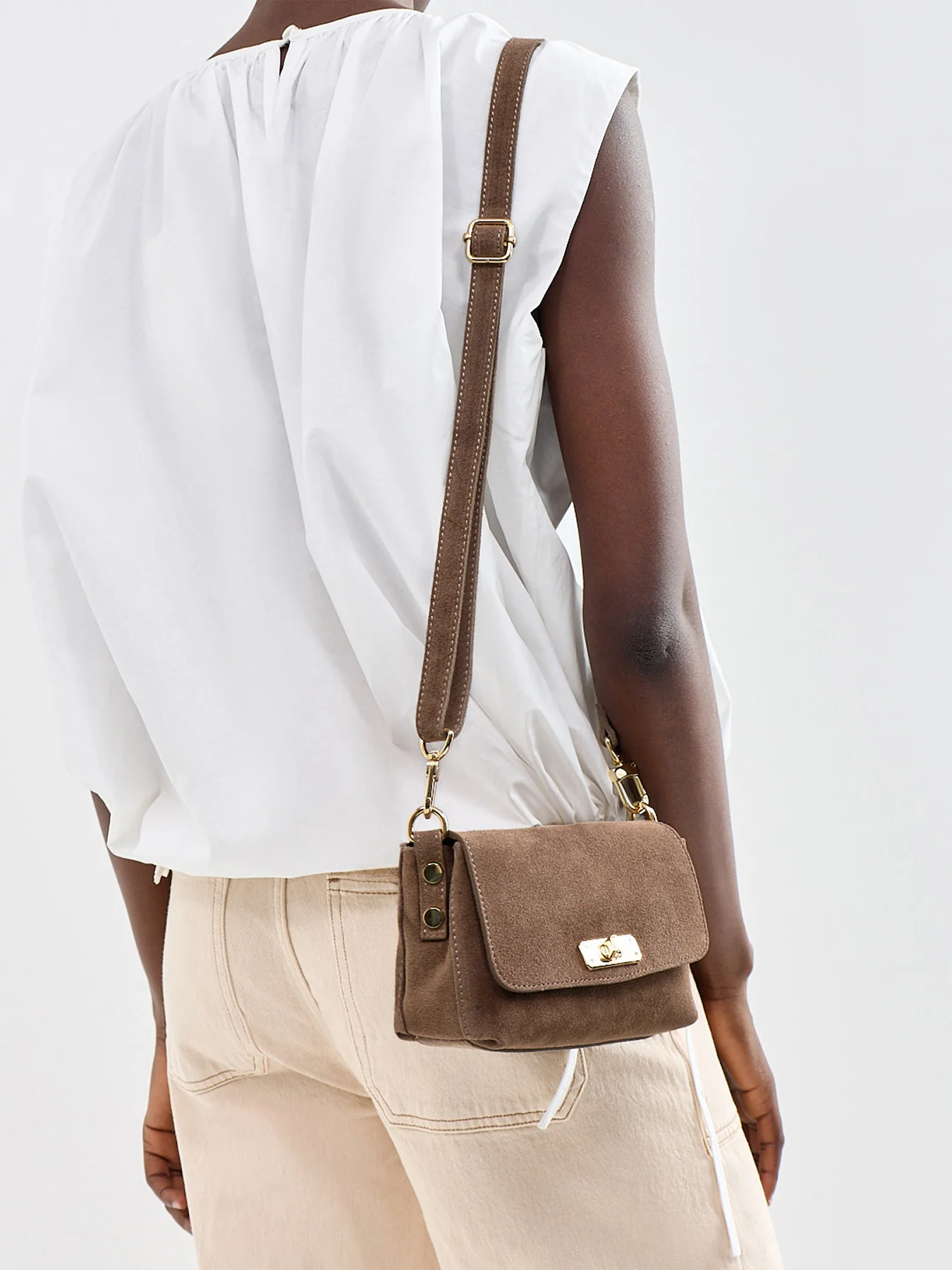 Maisie Mini Suede Shoulder Bag Mink - Image 6