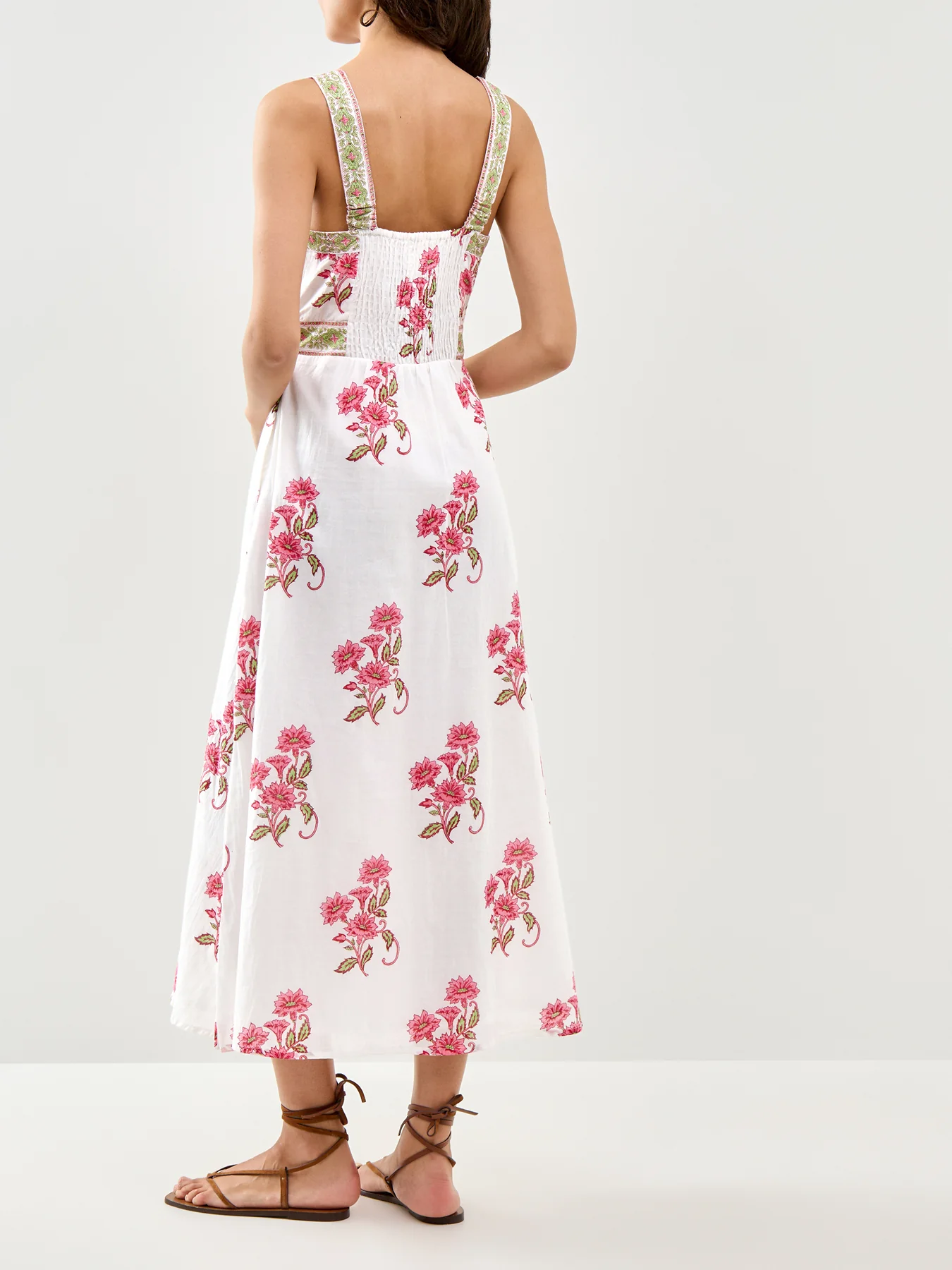 Margaritte Block Print Dress Green Pink - Image 5
