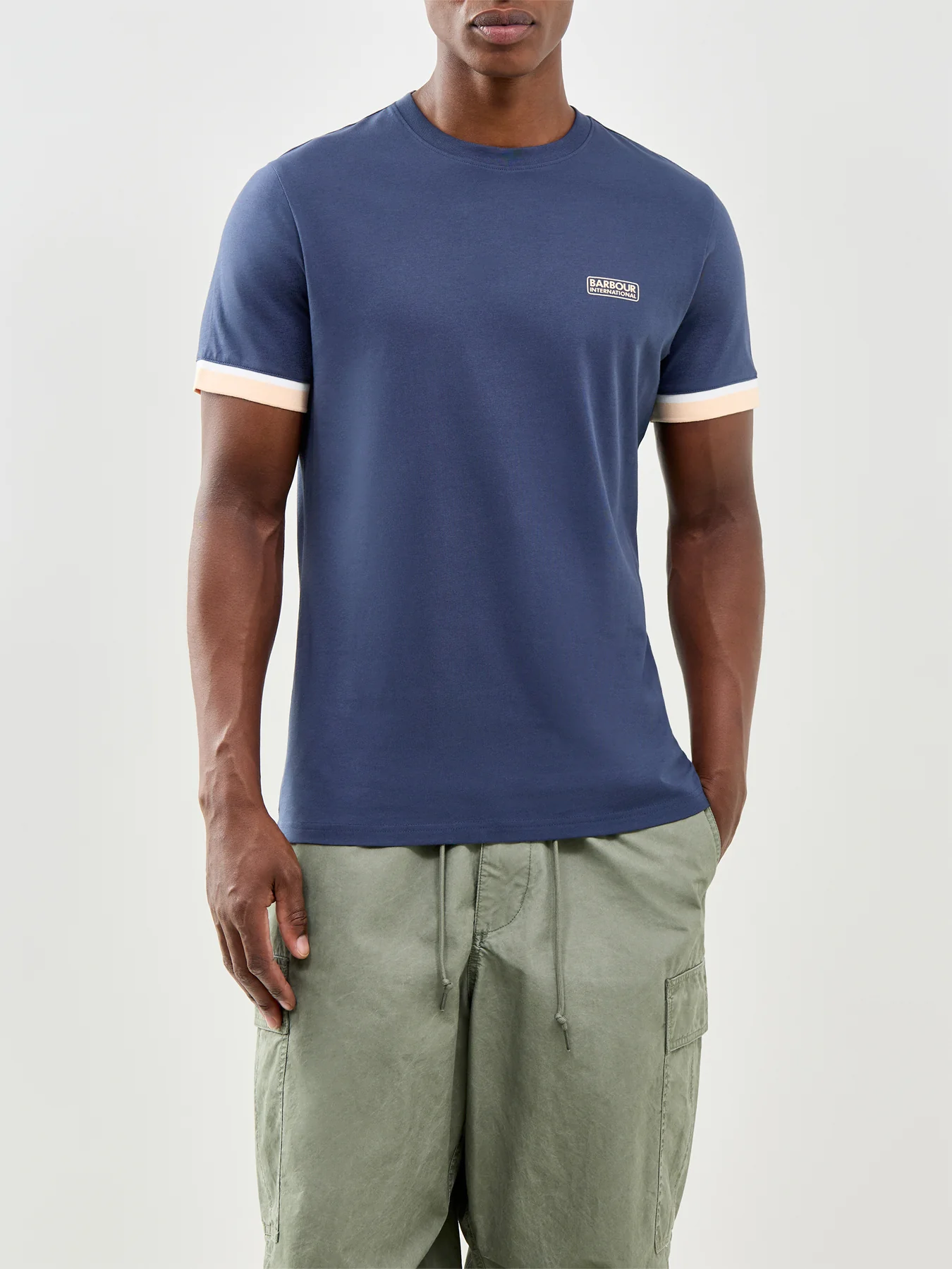 Deep Cuff Evan Tipped T-Shirt Navy - Image 4