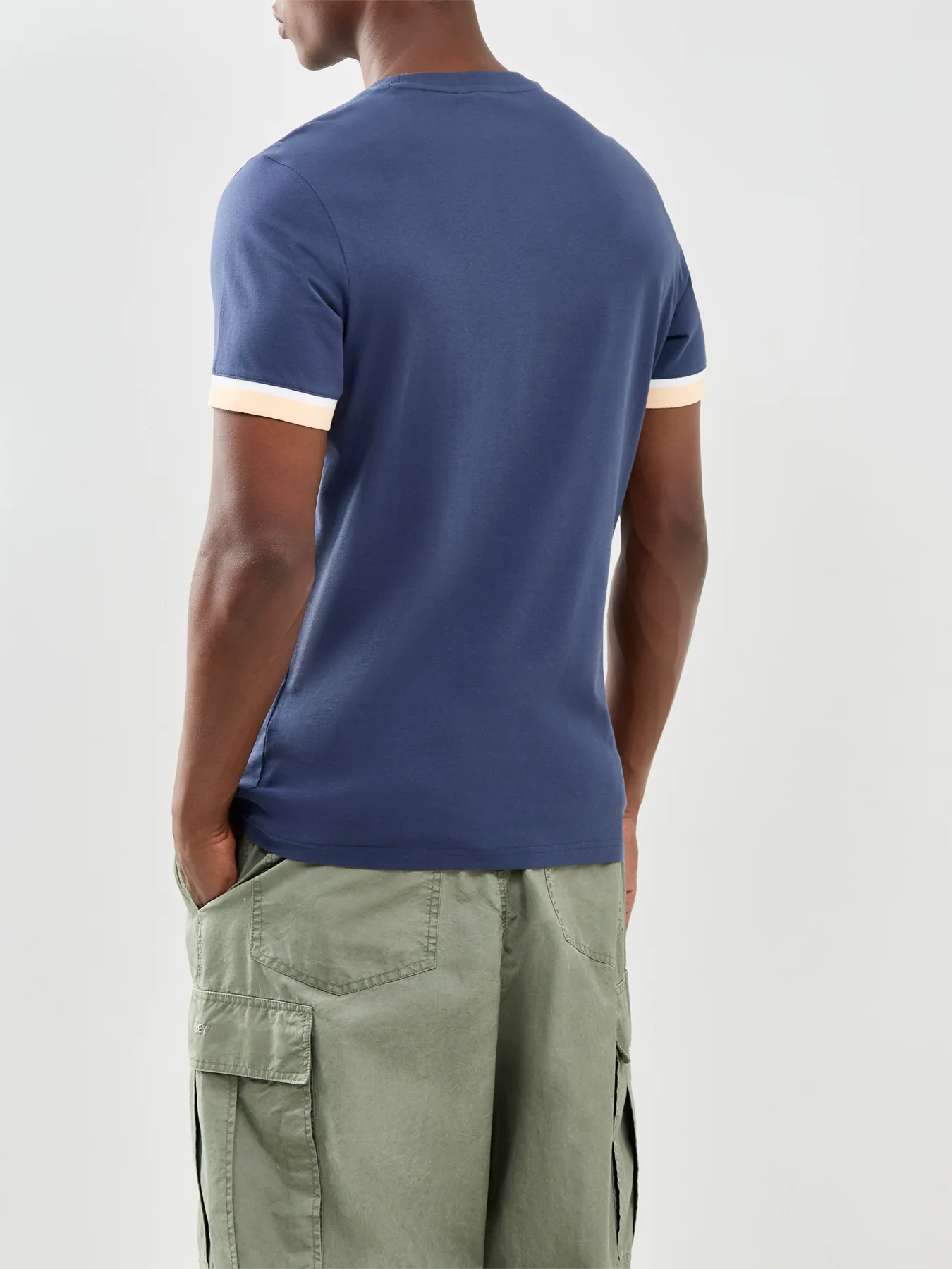 Deep Cuff Evan Tipped T-Shirt Navy - Image 5