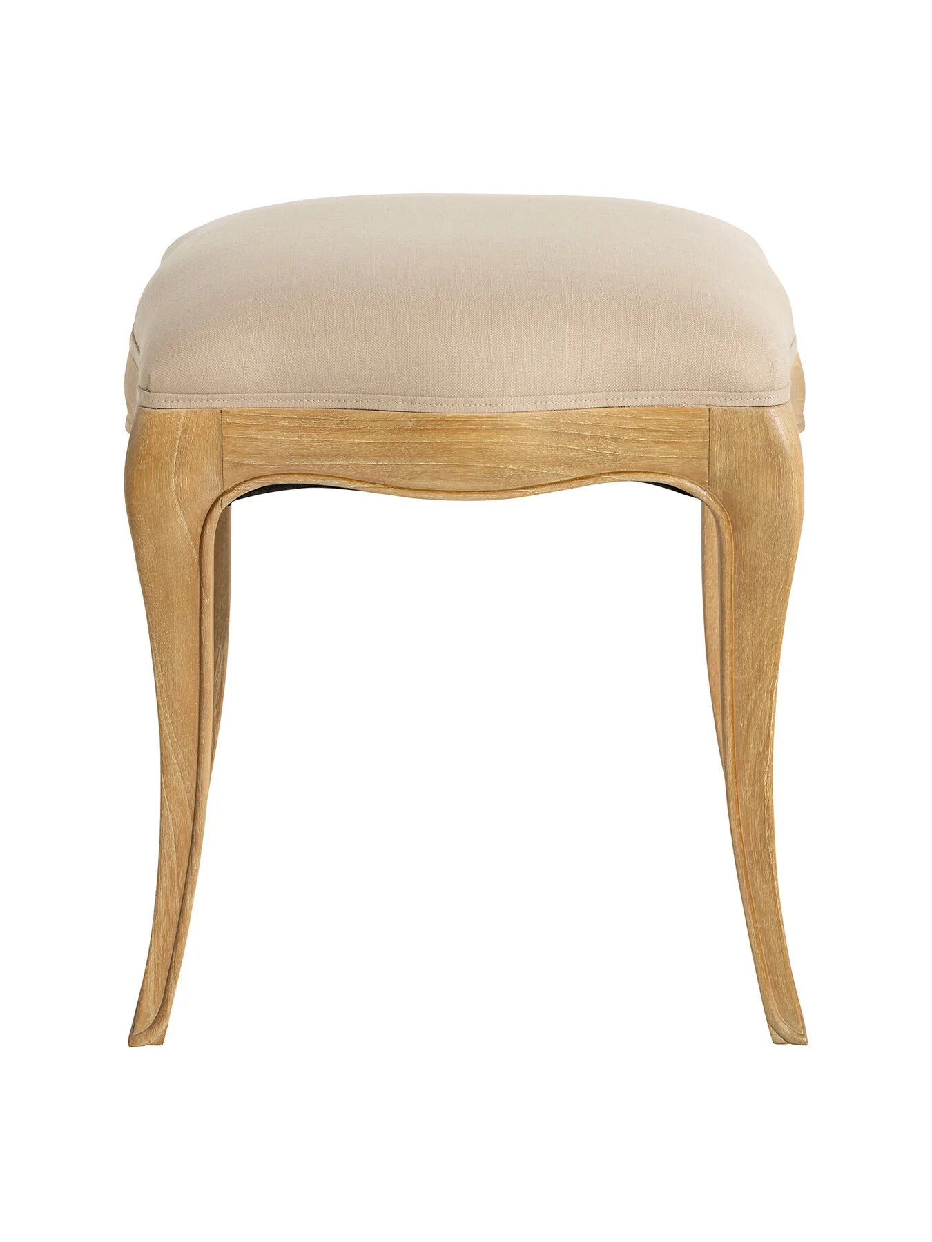 Cecile Light Wood French Style Upholstered Stool - Image 3