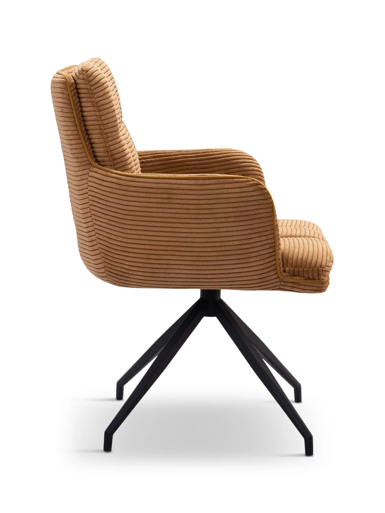 Odine Orange Velvet Swivel Stitched Dining Chair with High Arms - Image 3
