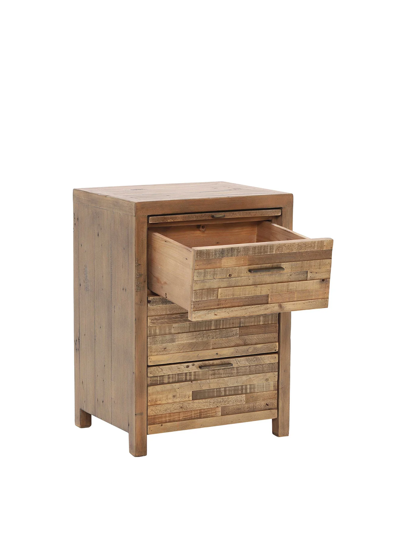 Charlie Reclaimed Wood 3 Drawer Bedside Table - Image 3