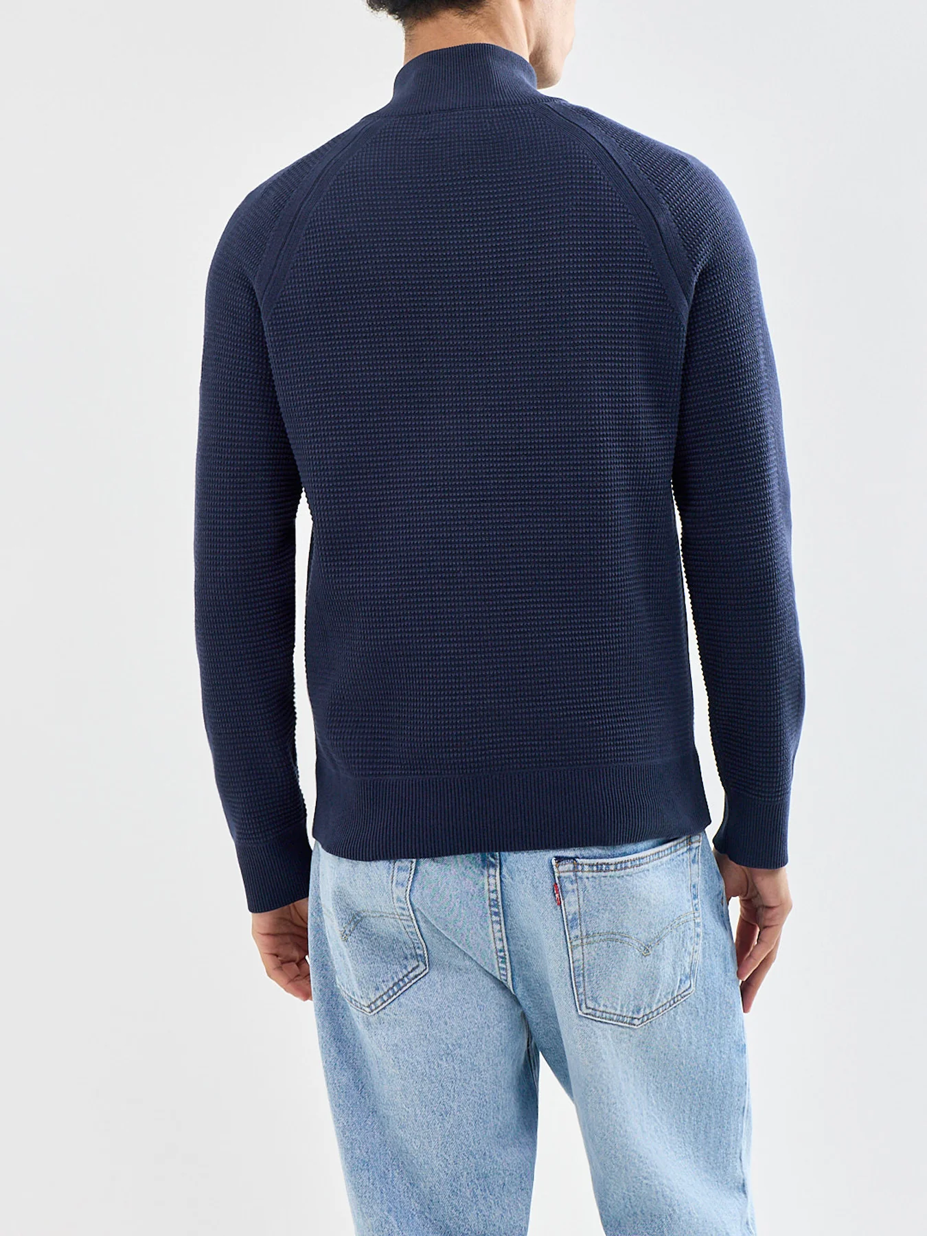 Bradwell Quarter Zip Cotton Jumper Navy - Image 5