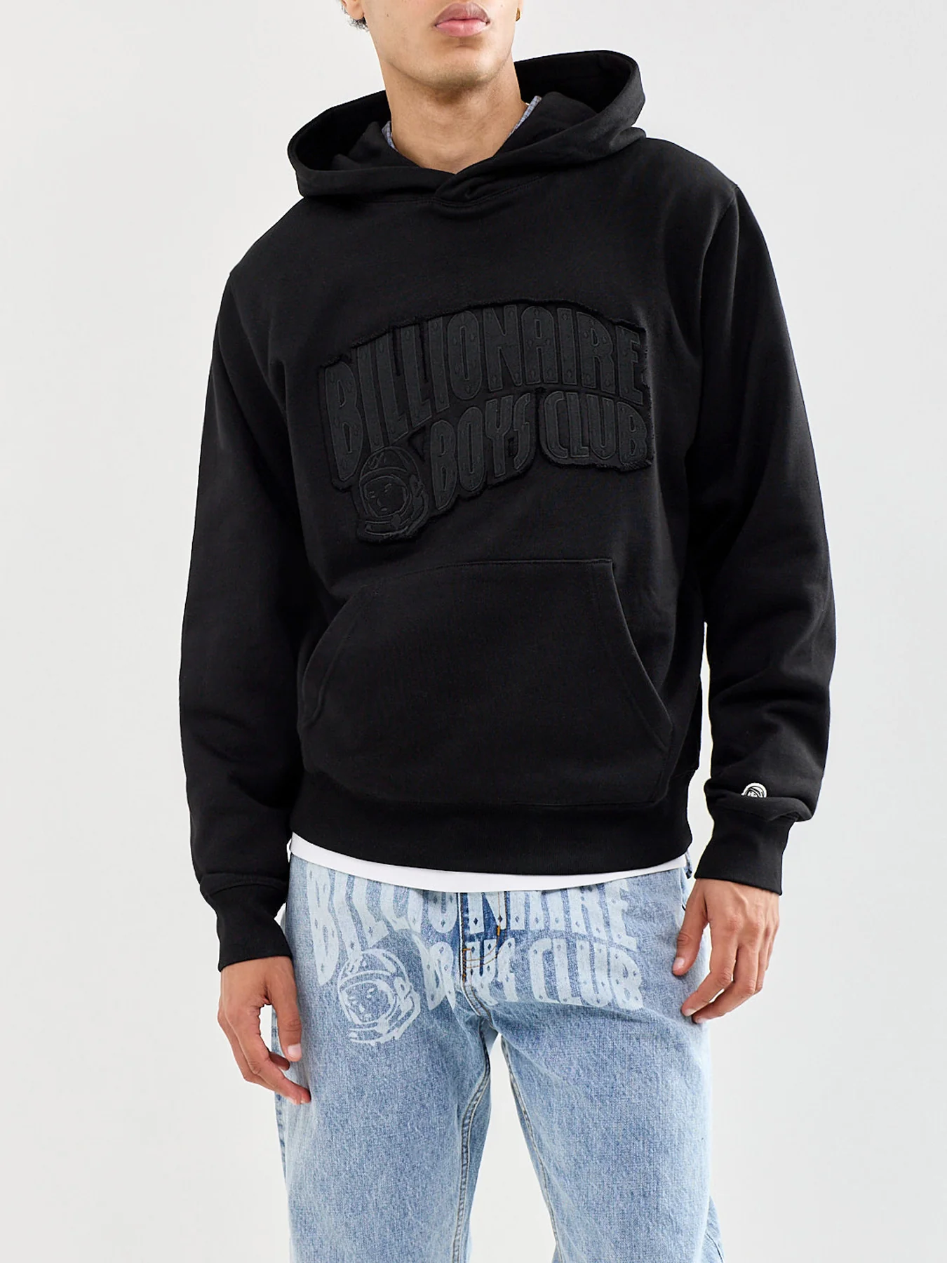 Arch Logo Appliqué Oversized Hoodie Black - Image 4