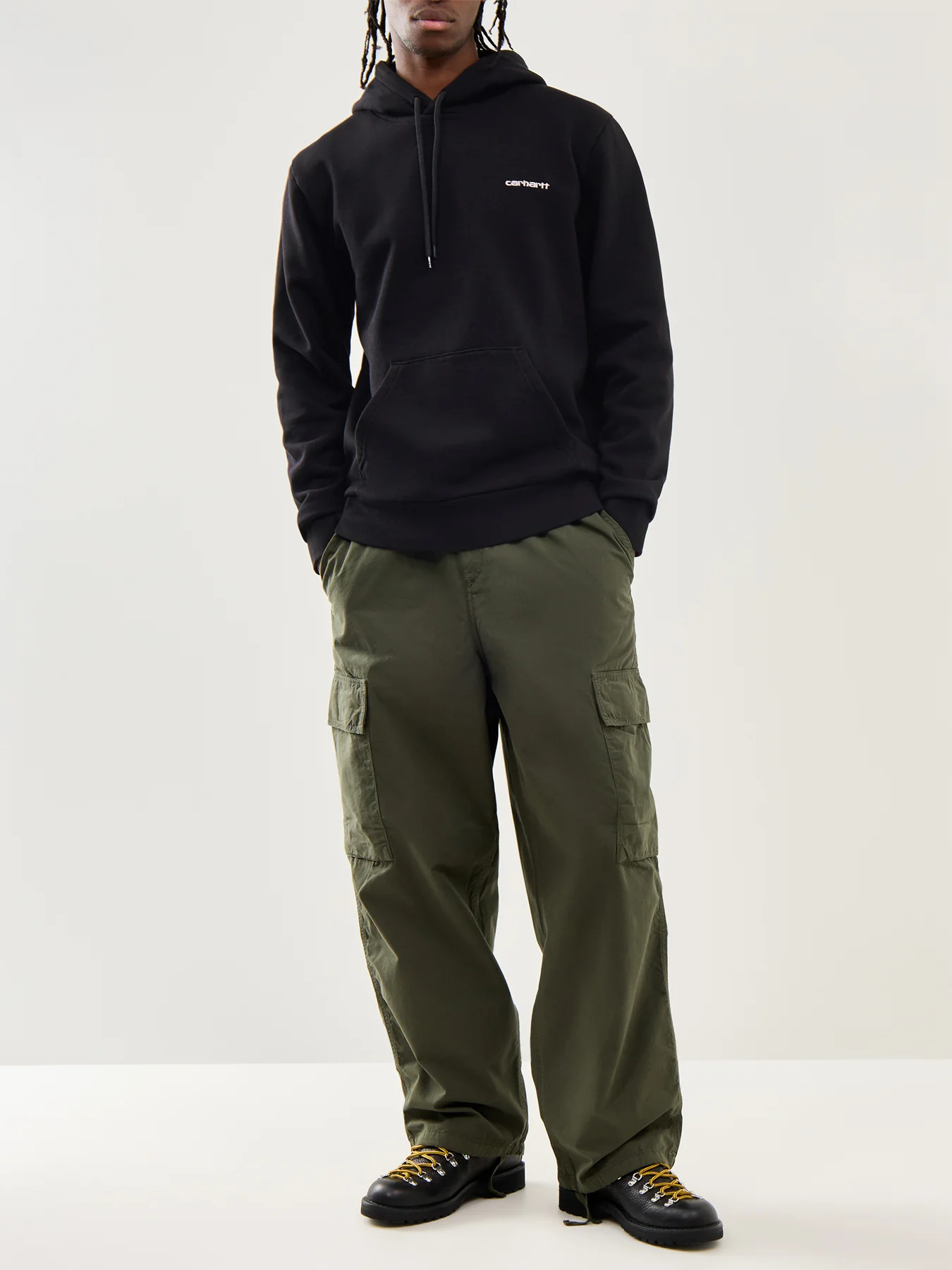 Hooded Script Embroidery Sweat Black White - Image 2