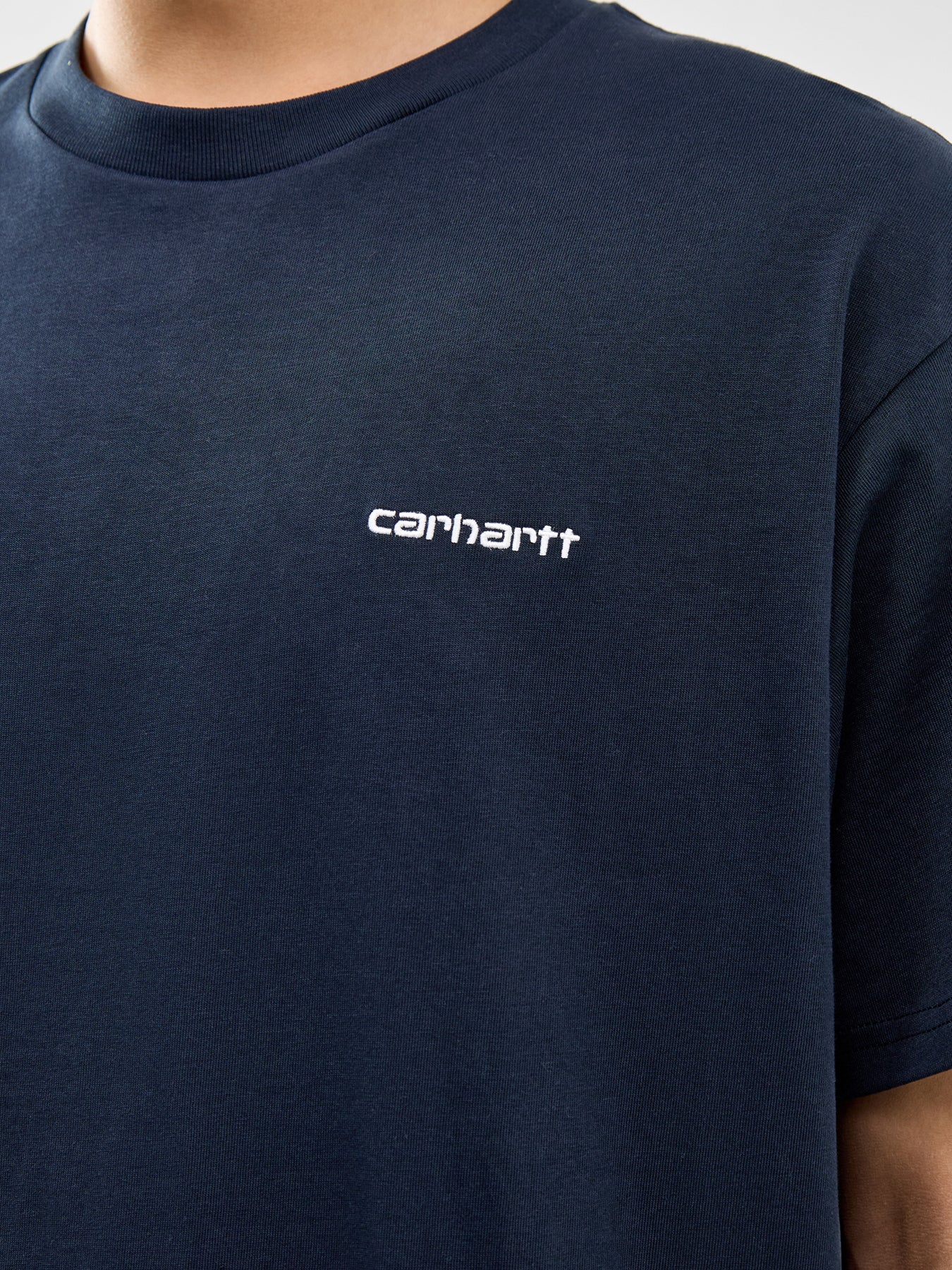 Script Embroidery T-Shirt Navy - Image 3