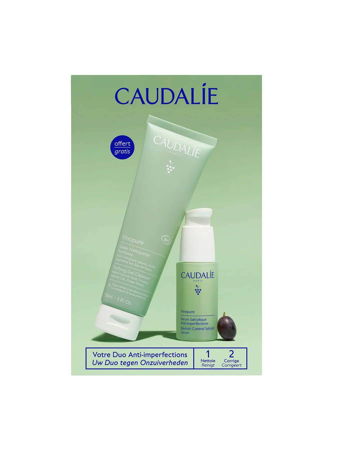 Caudalie Vinopure Serum & Gel Cleanser Set