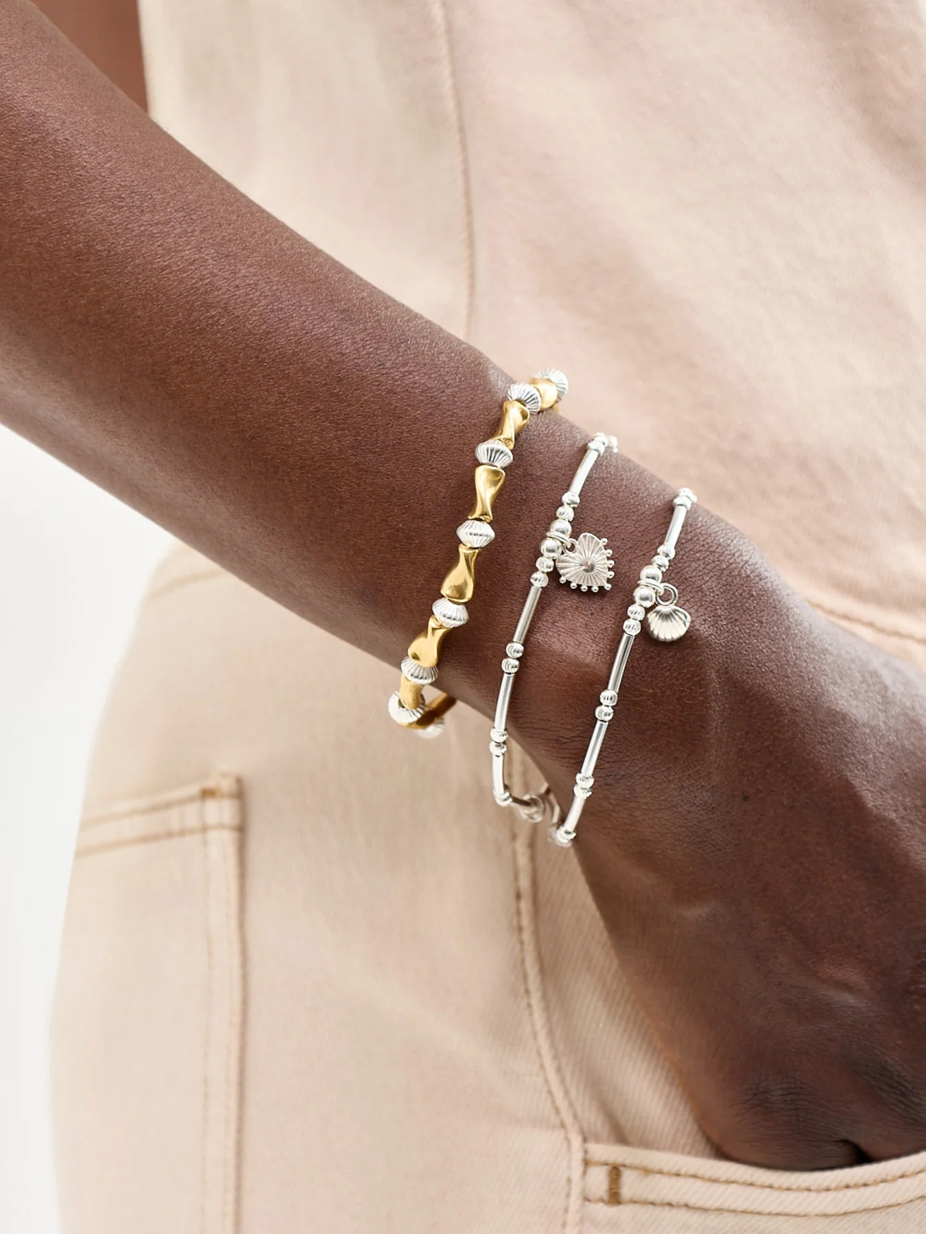 Dainty Moon Cut Sparkle Glowing Beauty Bracelet Silver - Image 2