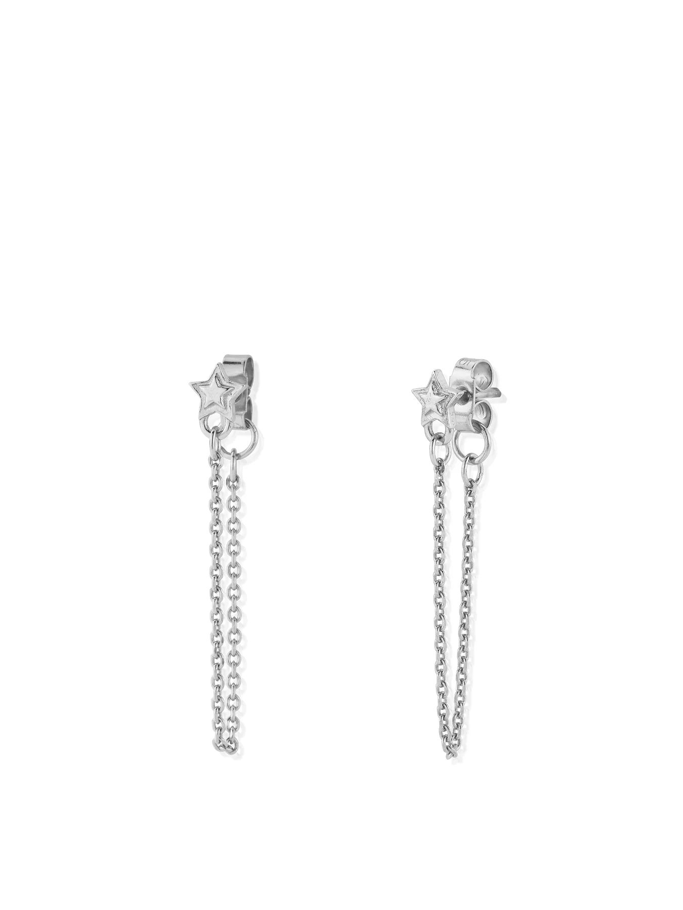 Radiant Essence Chain Stud Earrings Silver