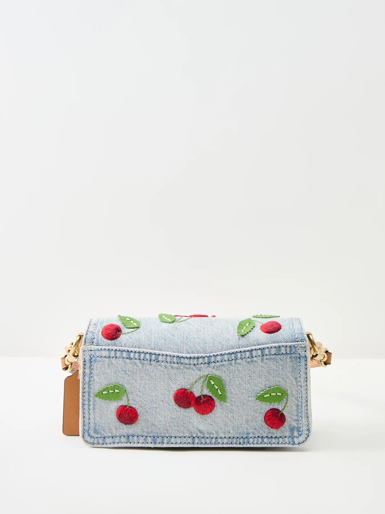 Tabby 20 Cherry Embroidered Denim Shoulder Bag Denim Multi - Image 3