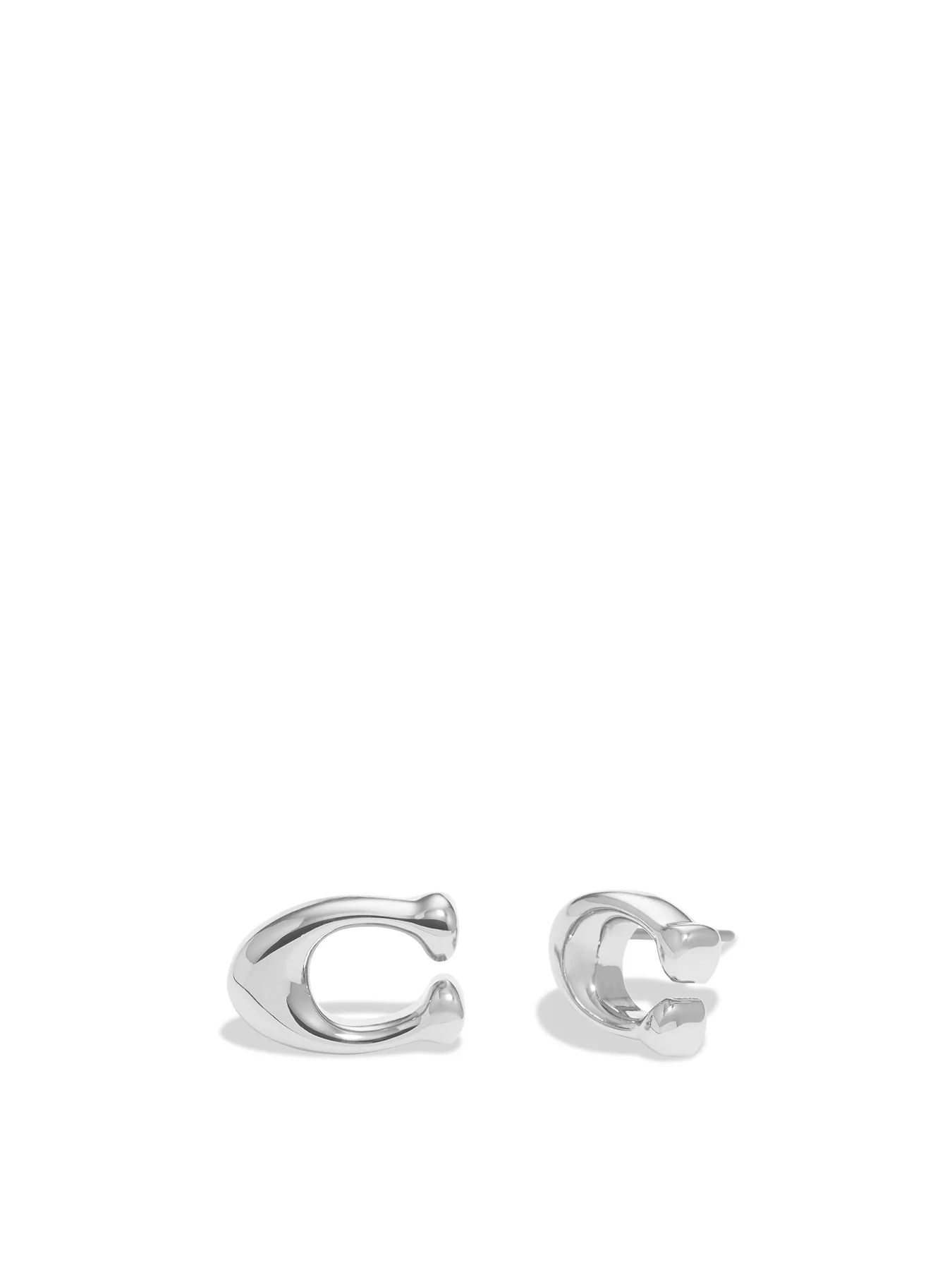 Bubble C Stud Earrings Silver - Image 3