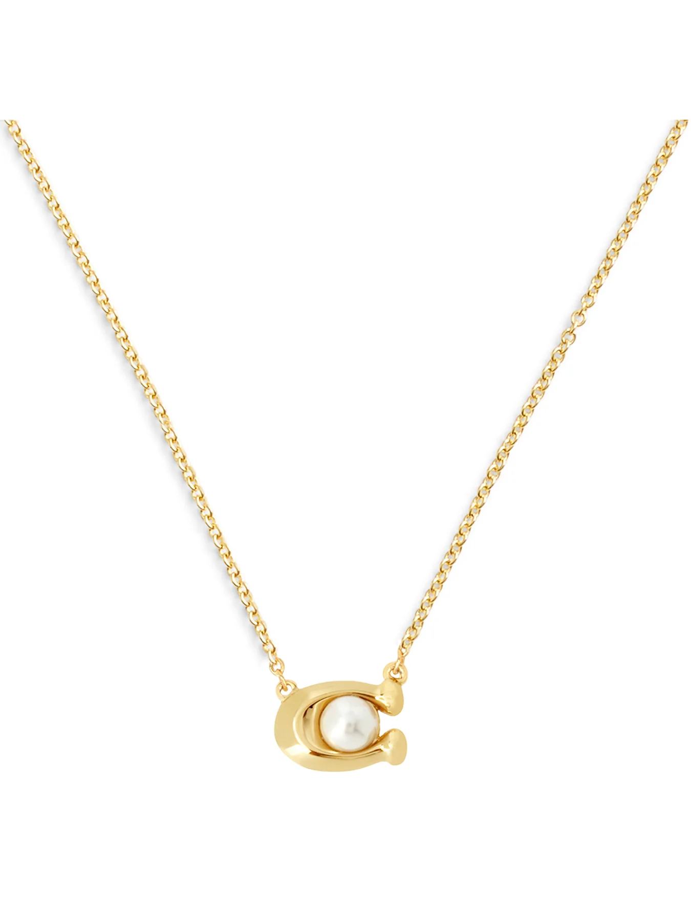 C Pearl Necklace & Earrings Gift Set Gold - Image 3