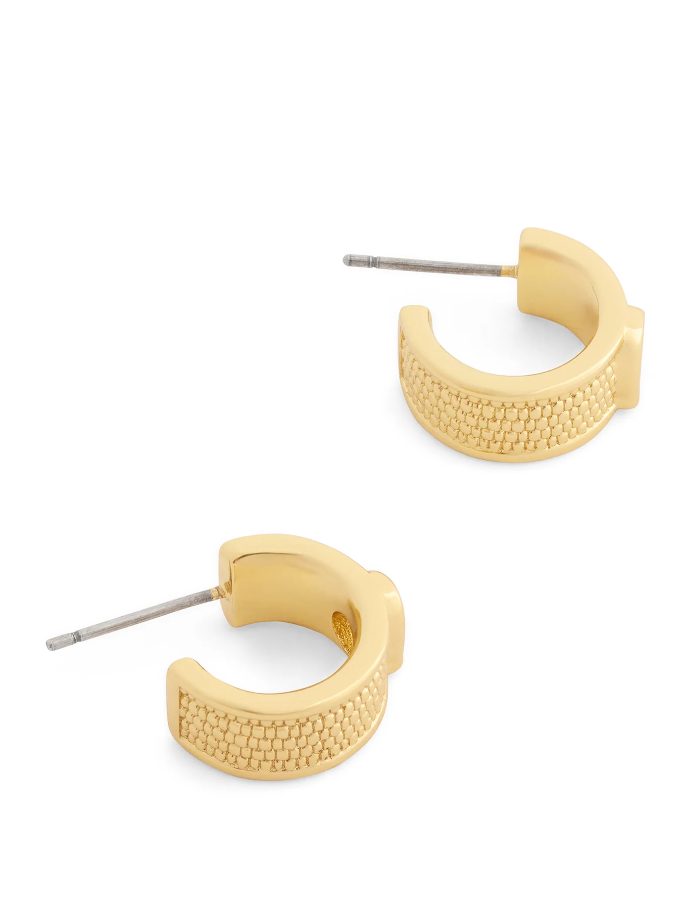 Textured C Huggie Earrings Gold - Image 3