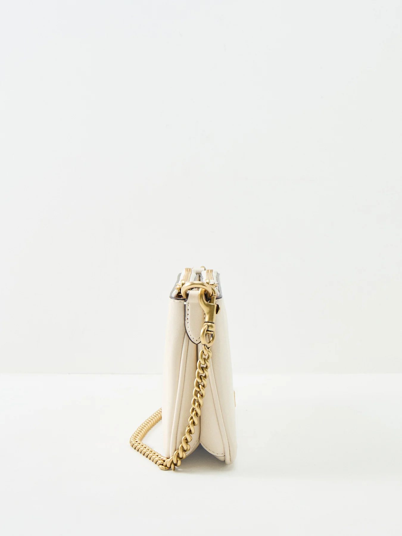 Audrey Refined Calf Leather Crossbody Bag Chalk - Image 4