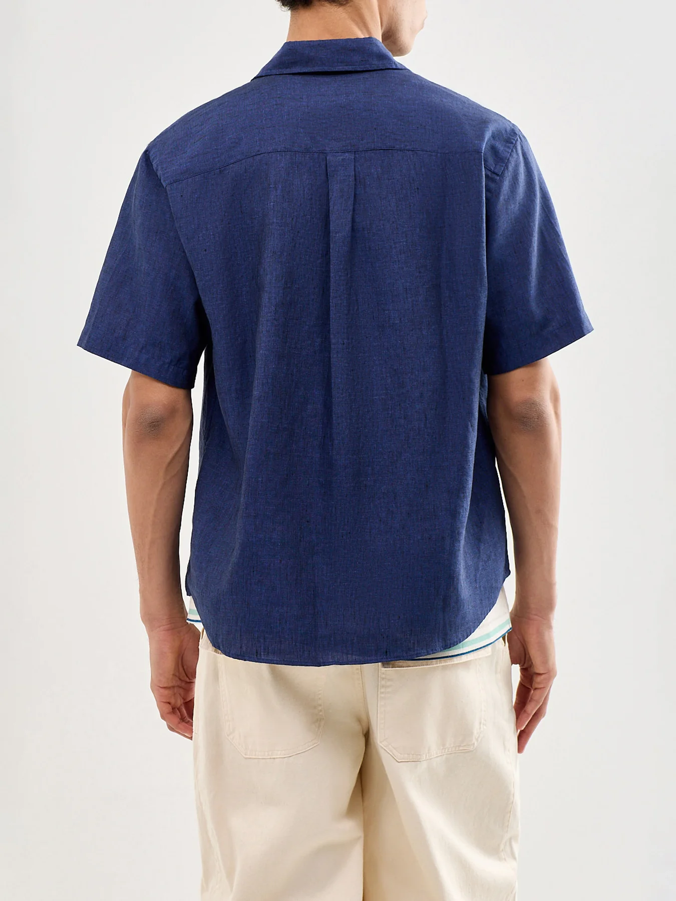 Linen Short Sleeve Shirt Blue - Image 5