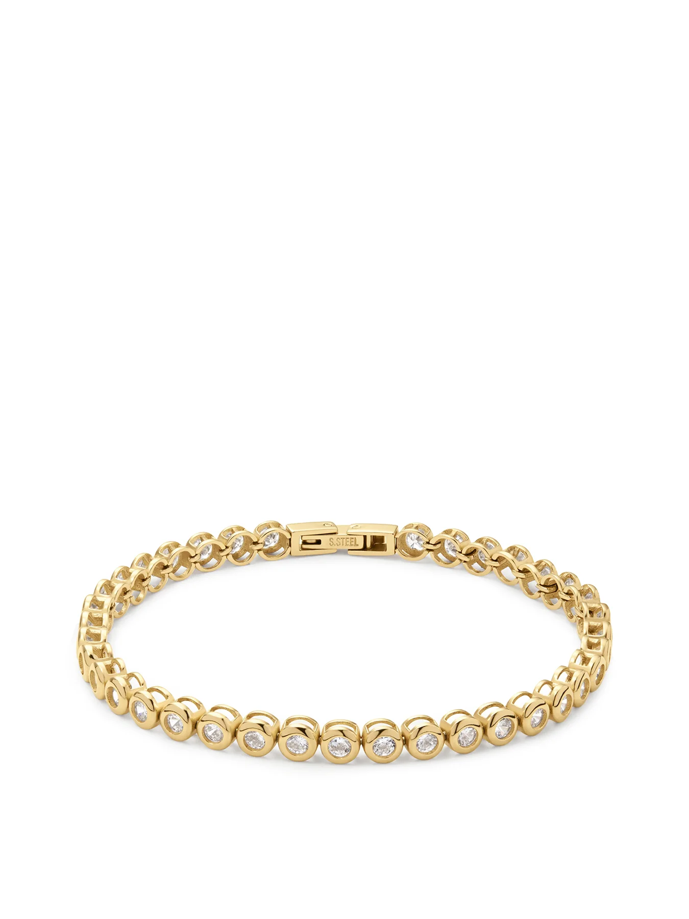 Classic Bezel Tennis Bracelet 16.5cm Gold
