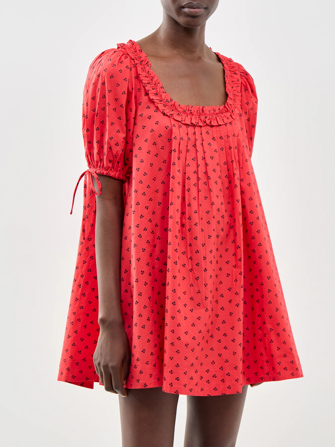 Jemima Cherry Print Mini Dress Red - Image 4