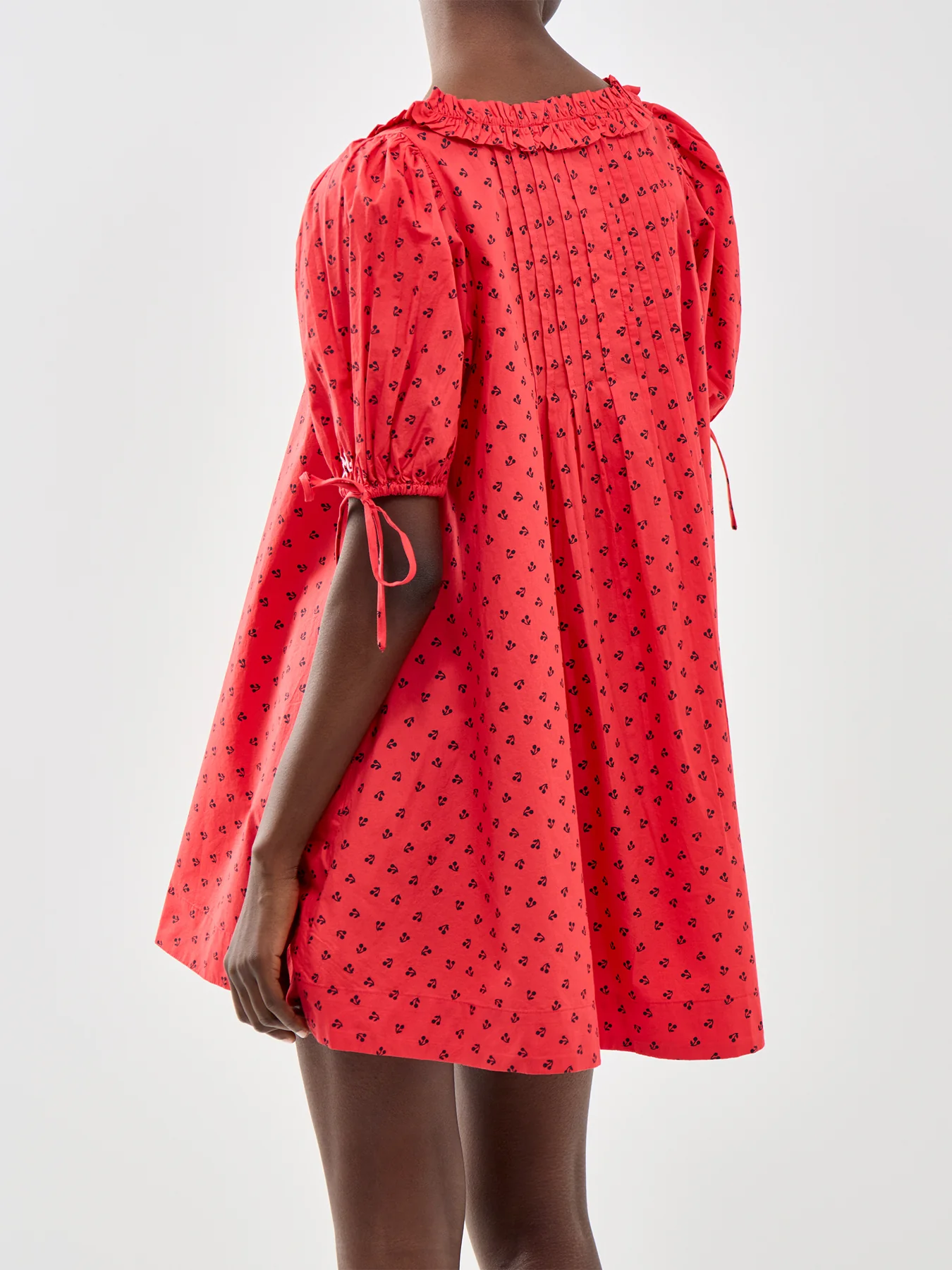 Jemima Cherry Print Mini Dress Red - Image 5