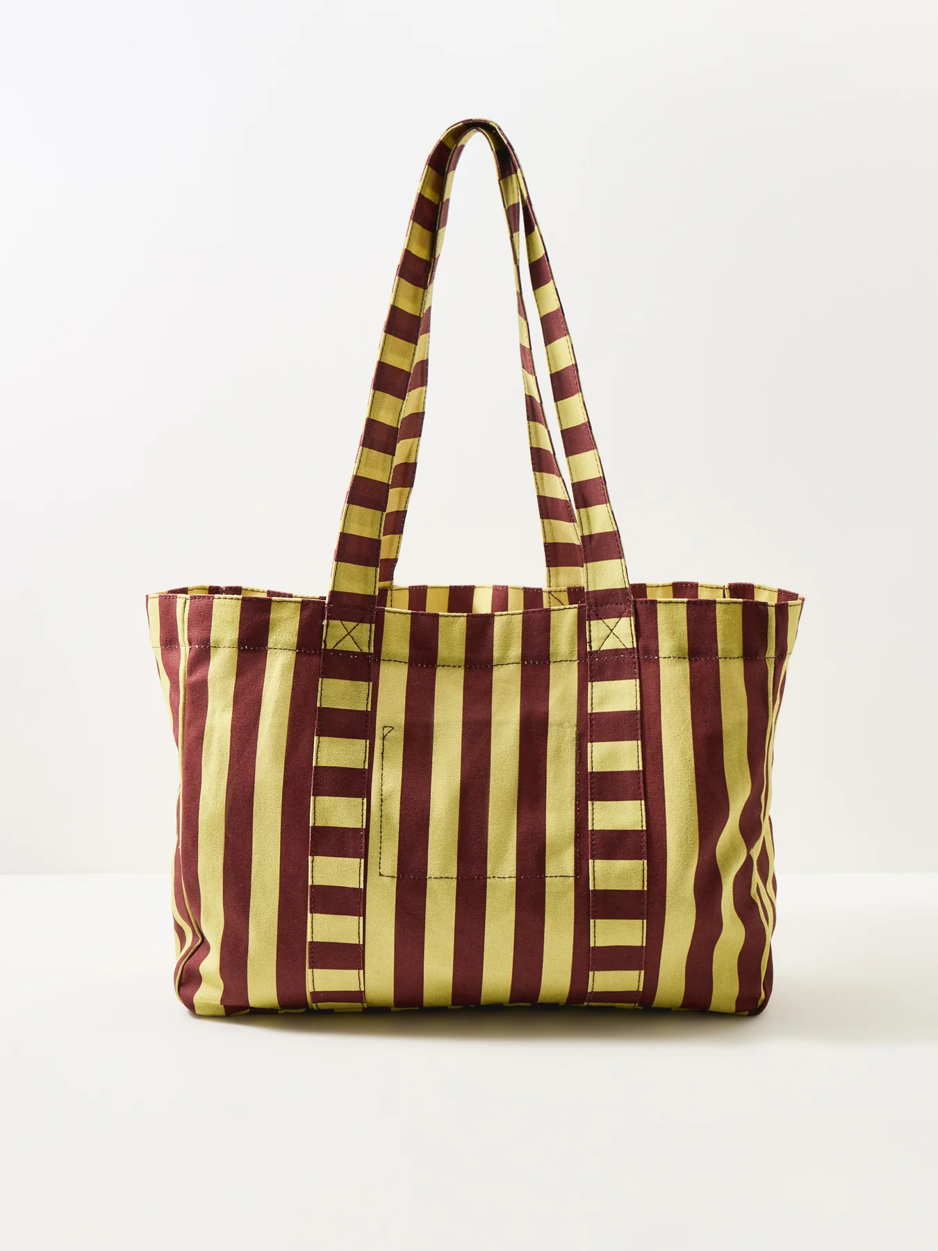 Large Canvas Tote Bag Green Stripe - Image 3