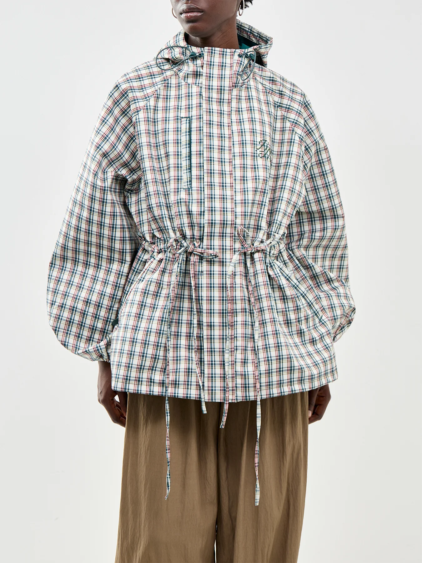 Liu Checked Hooded Waterproof Raincoat - Image 4