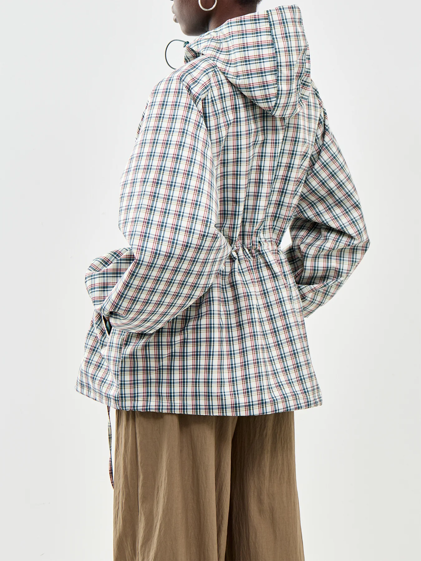 Liu Checked Hooded Waterproof Raincoat - Image 5