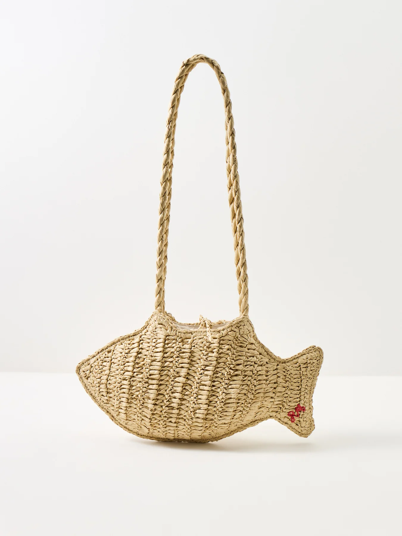 Raffia Fish Tote Bag Natural - Image 3