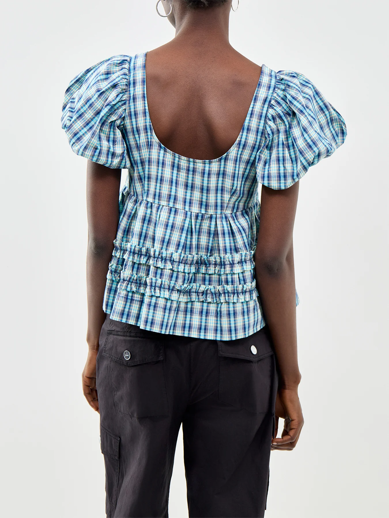 Summer Joy Check Blouse Blue - Image 5