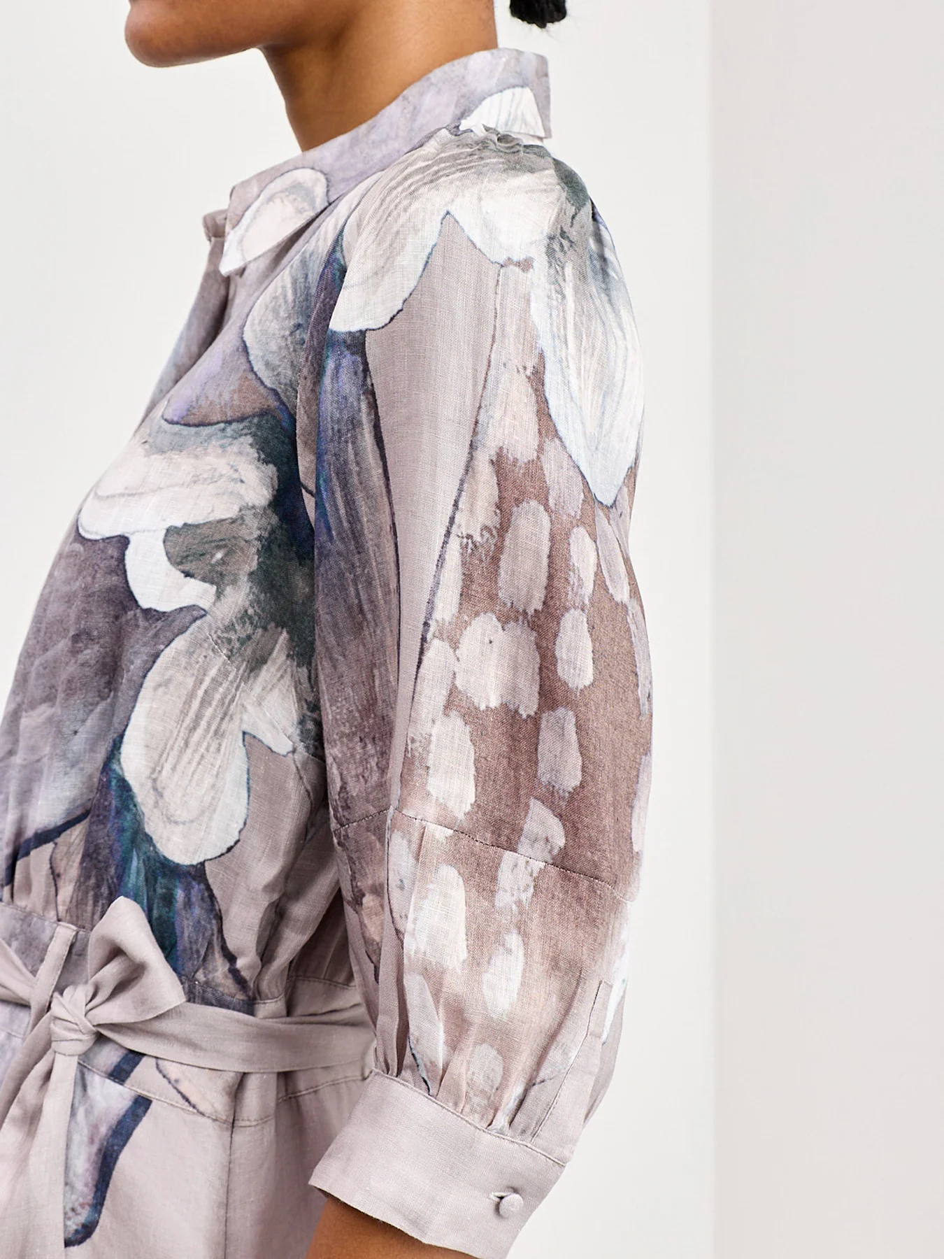Palma Linen Shirt Dress Grey - Image 3