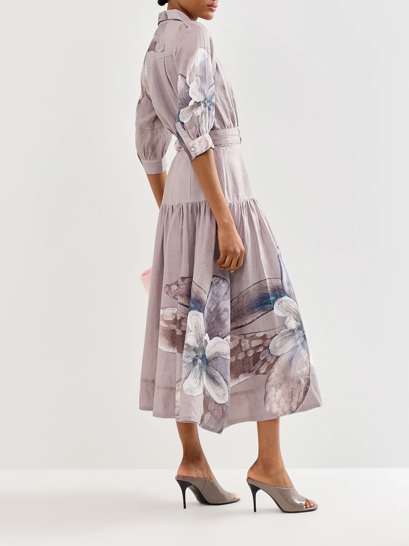 Palma Linen Shirt Dress Grey - Image 5