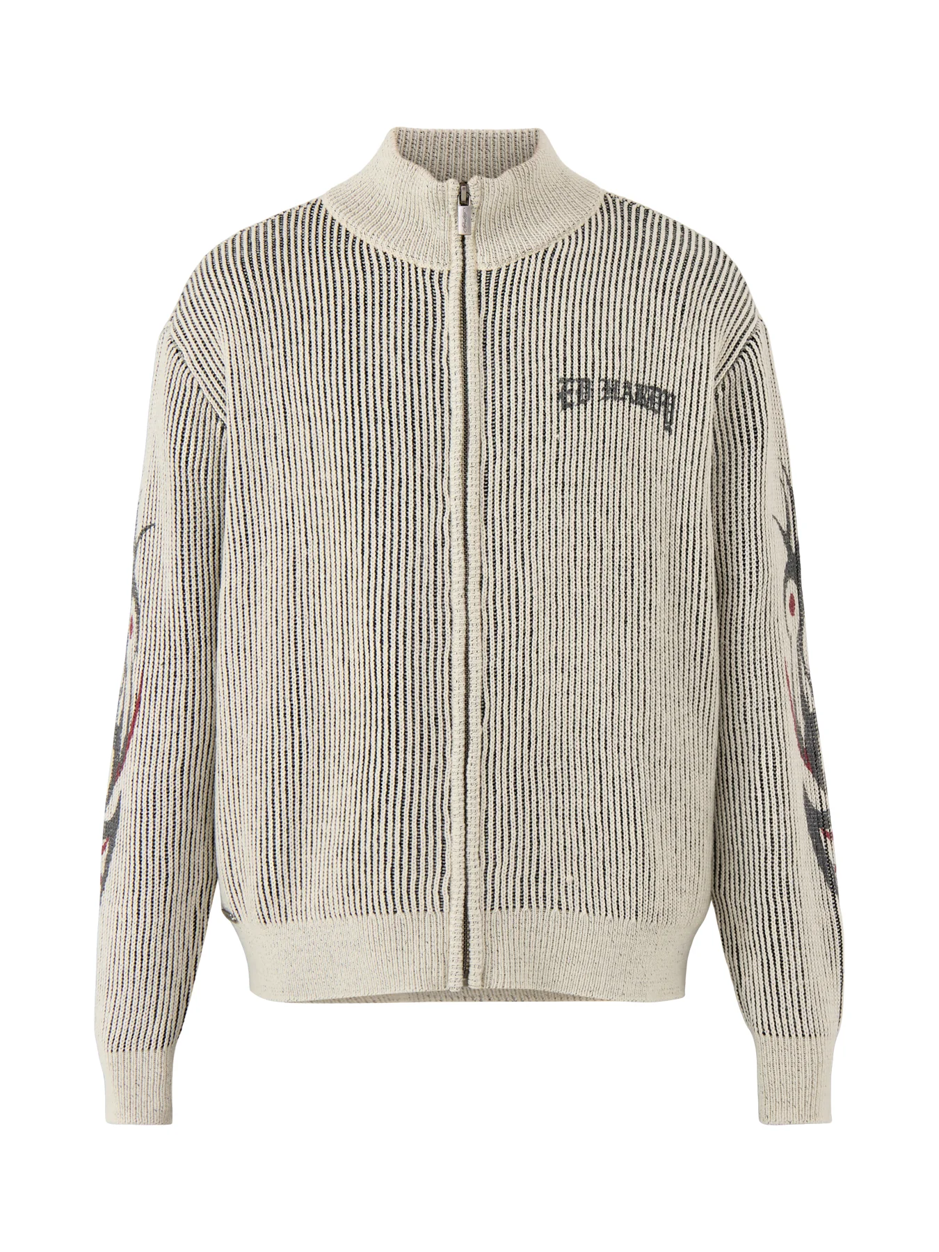 Life Before Honor Fur Detail Knitted Zip Thru Jacket White