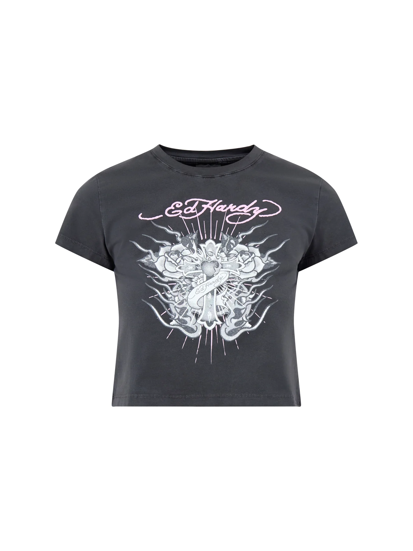 Vintage Burning Cross Baby Graphic T-Shirt Black