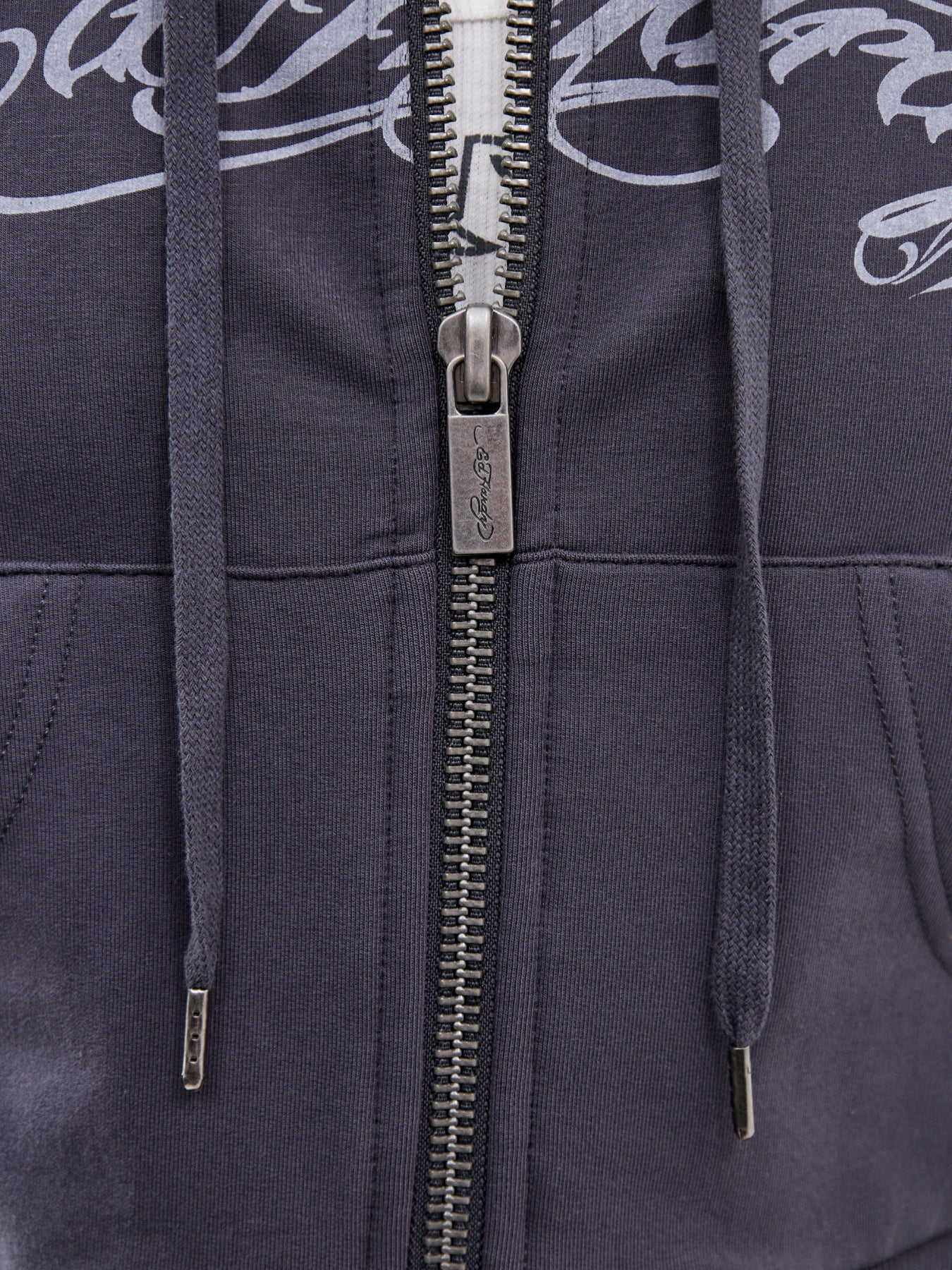 Love Is Mystery Cropped Hoodie Grey - Image 3