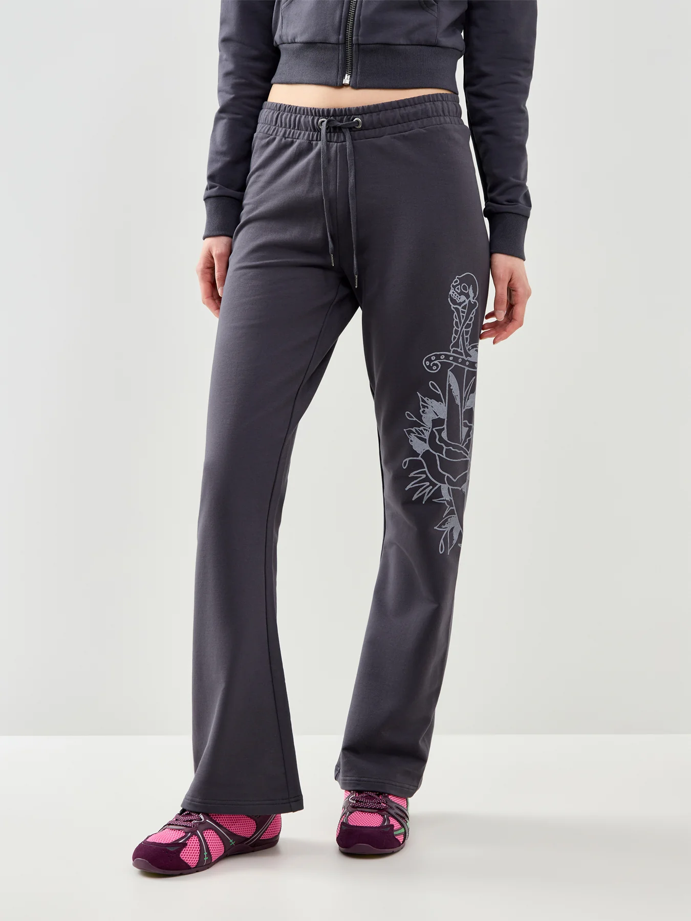 Love Is Mystery Flared Joggers Grey - Image 4