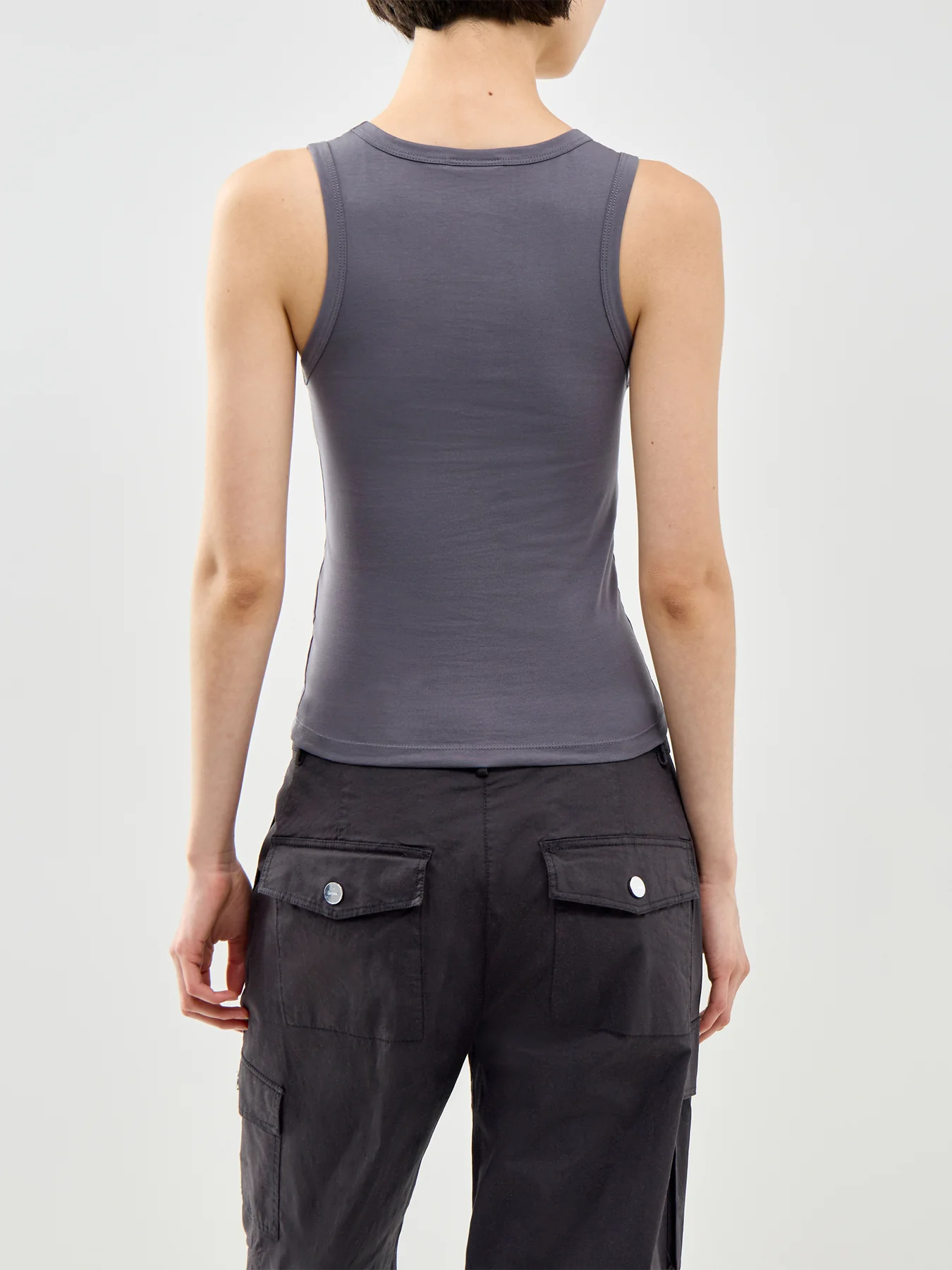 New York City Diamante Cropped Vest Top Grey - Image 5
