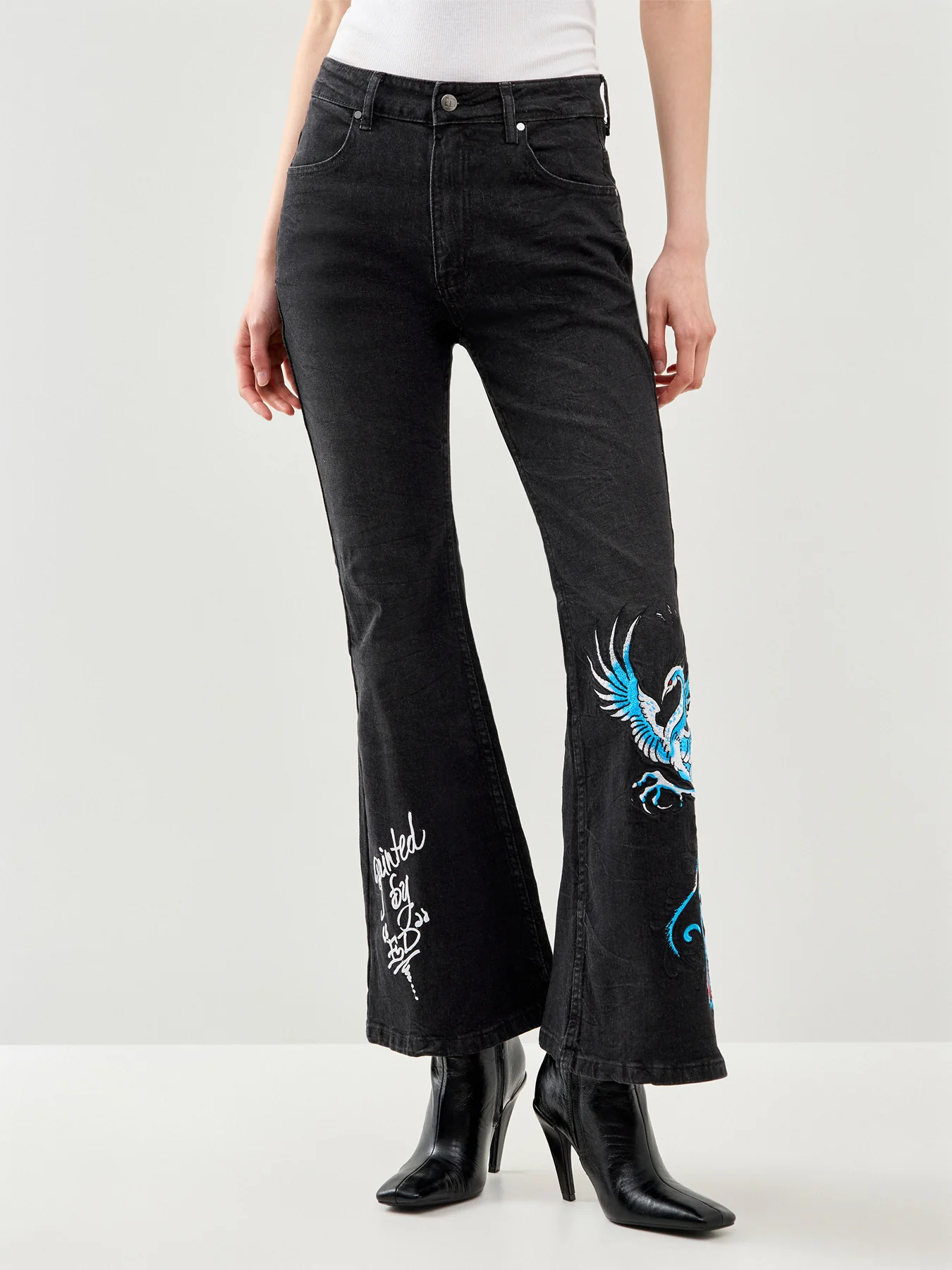 Rising Phoenix Flared Jeans Black - Image 4