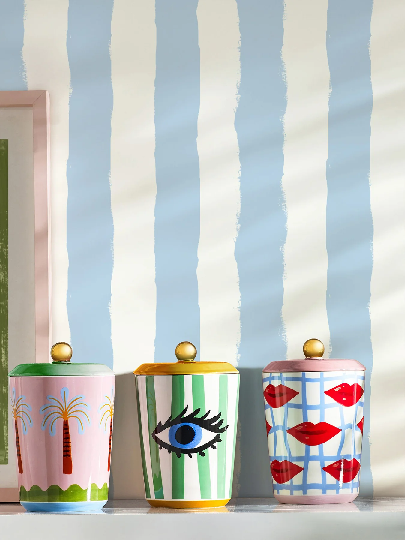 Electric Coast Green Striped Eye Print Storage Jar - Image 2