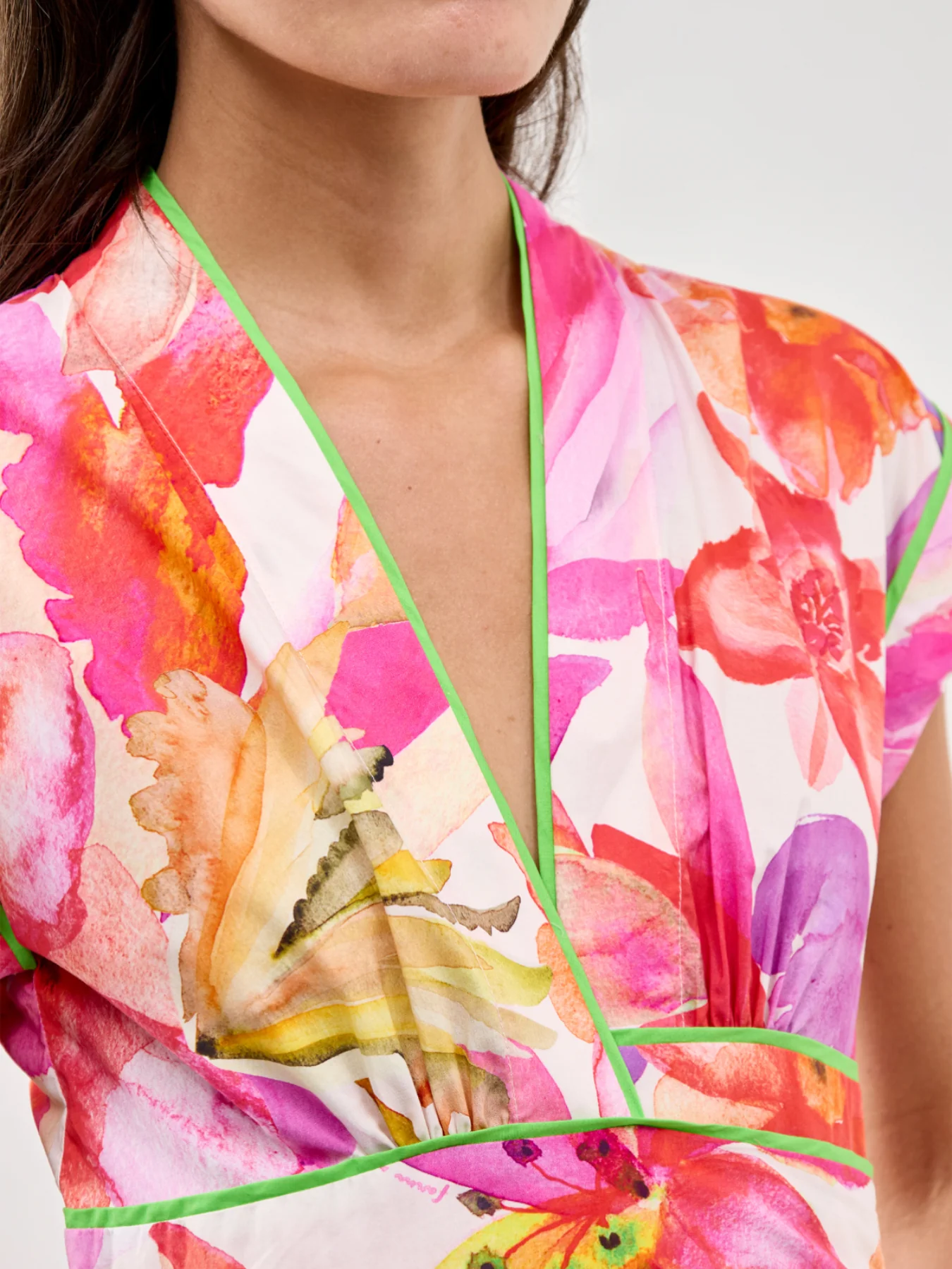 Artsy Flora Off White Maxi Dress Pink - Image 3