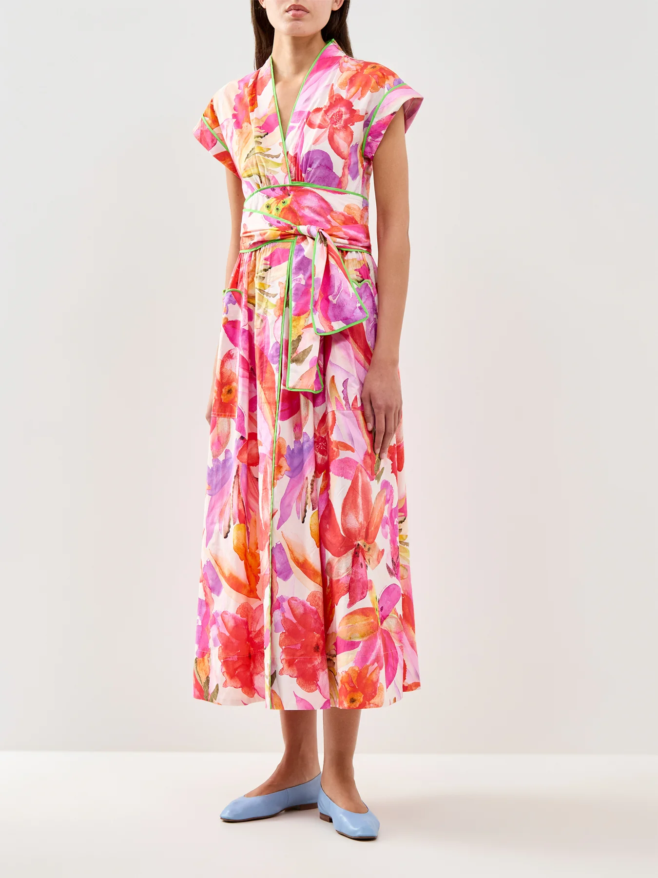 Artsy Flora Off White Maxi Dress Pink - Image 4