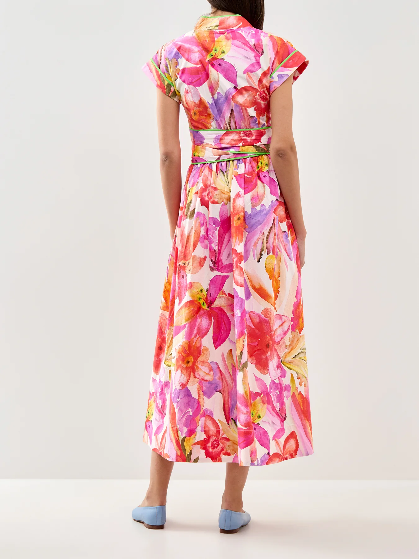 Artsy Flora Off White Maxi Dress Pink - Image 5