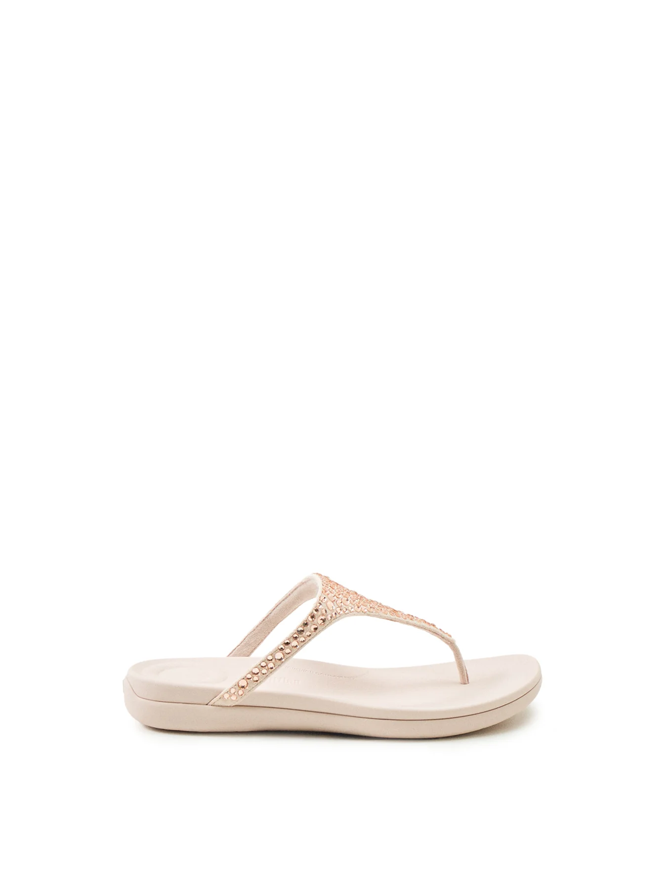 Solay Mixed-Crystal Toe-Post Sandals Nude Rose