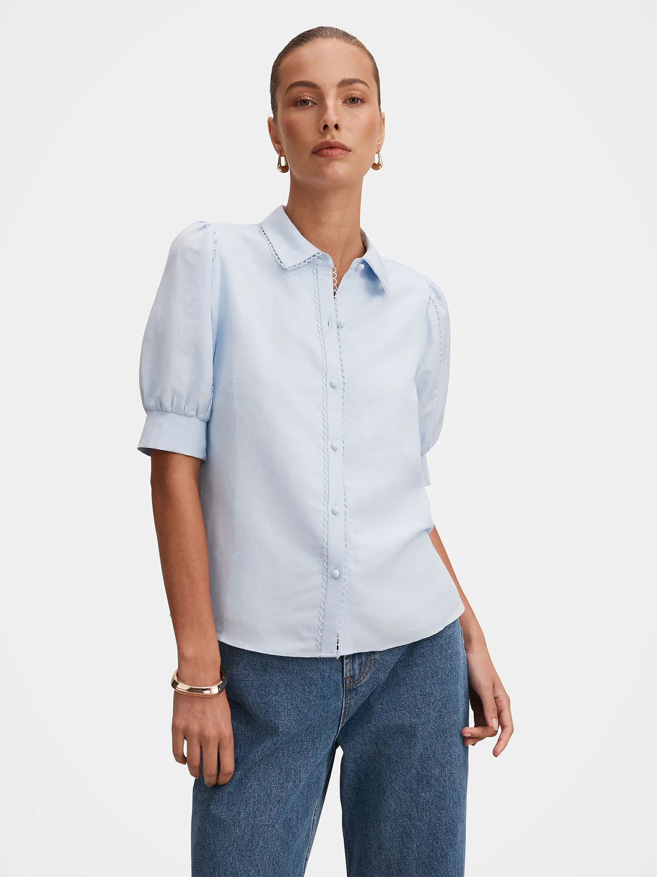 Finley Trim Detail Blouse Blue - Image 4