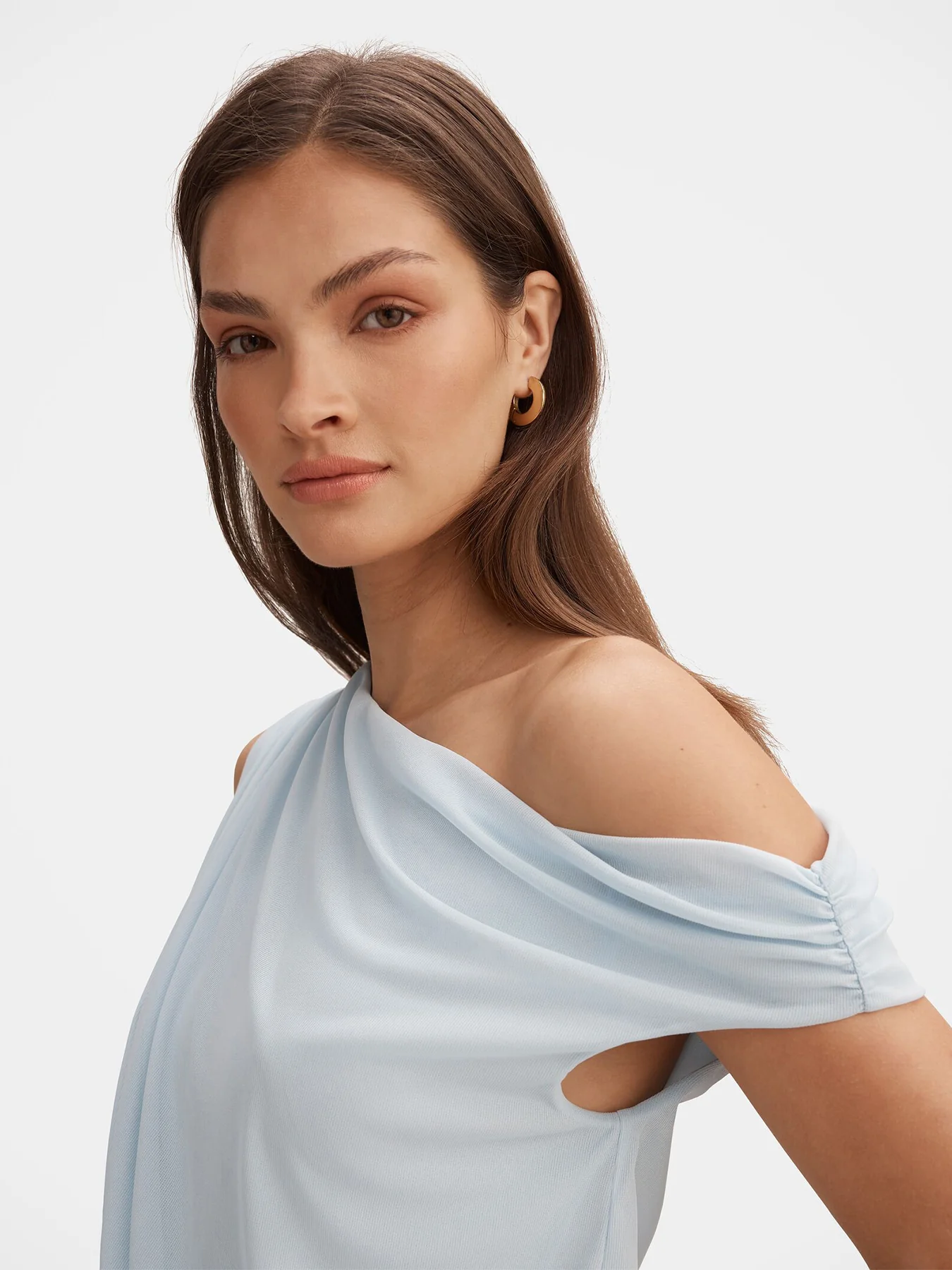 Honey Tipped Shoulder Midi Dress Blue - Image 3