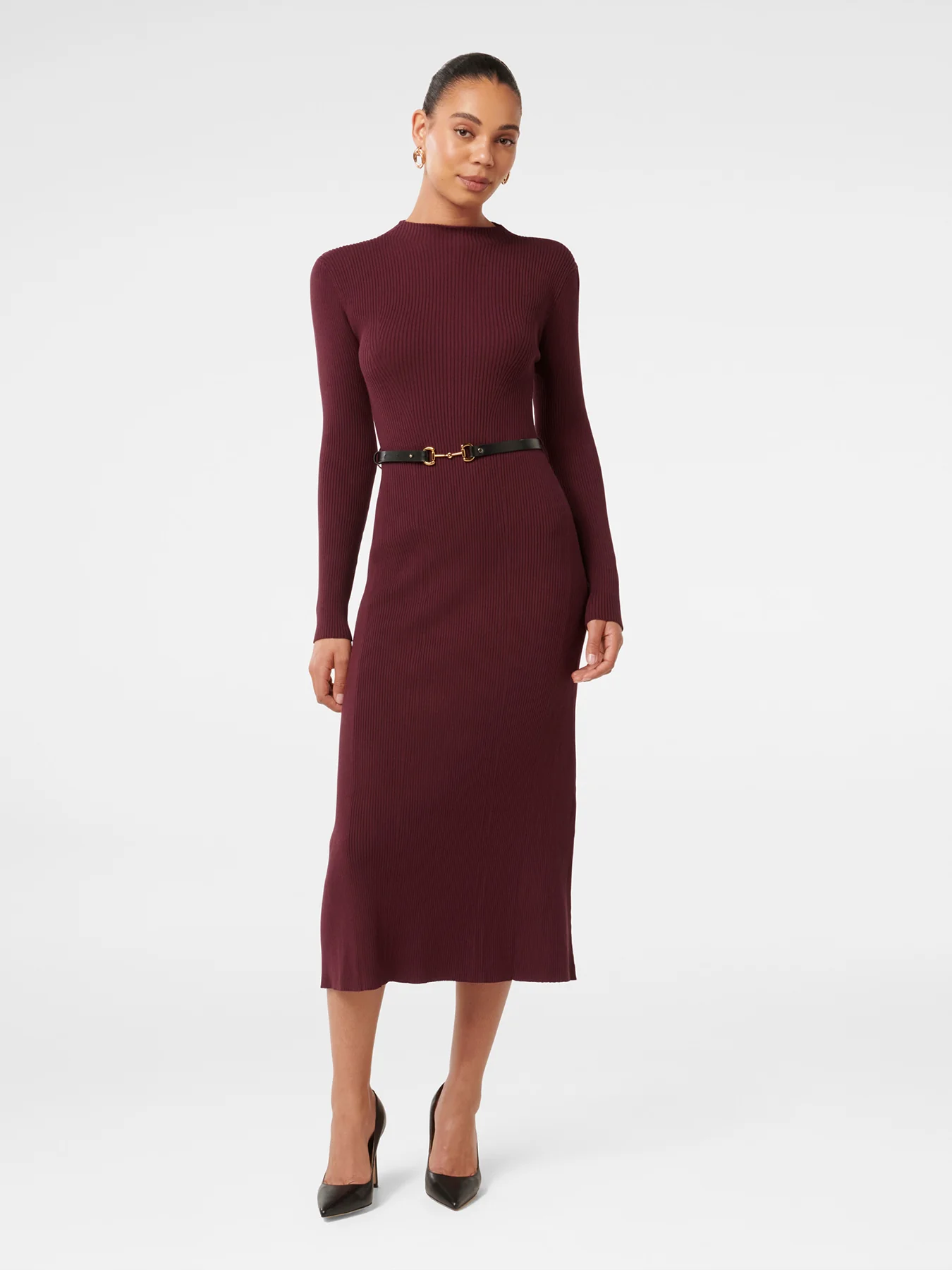 Leena Belted Midi Dress Brown - Image 2