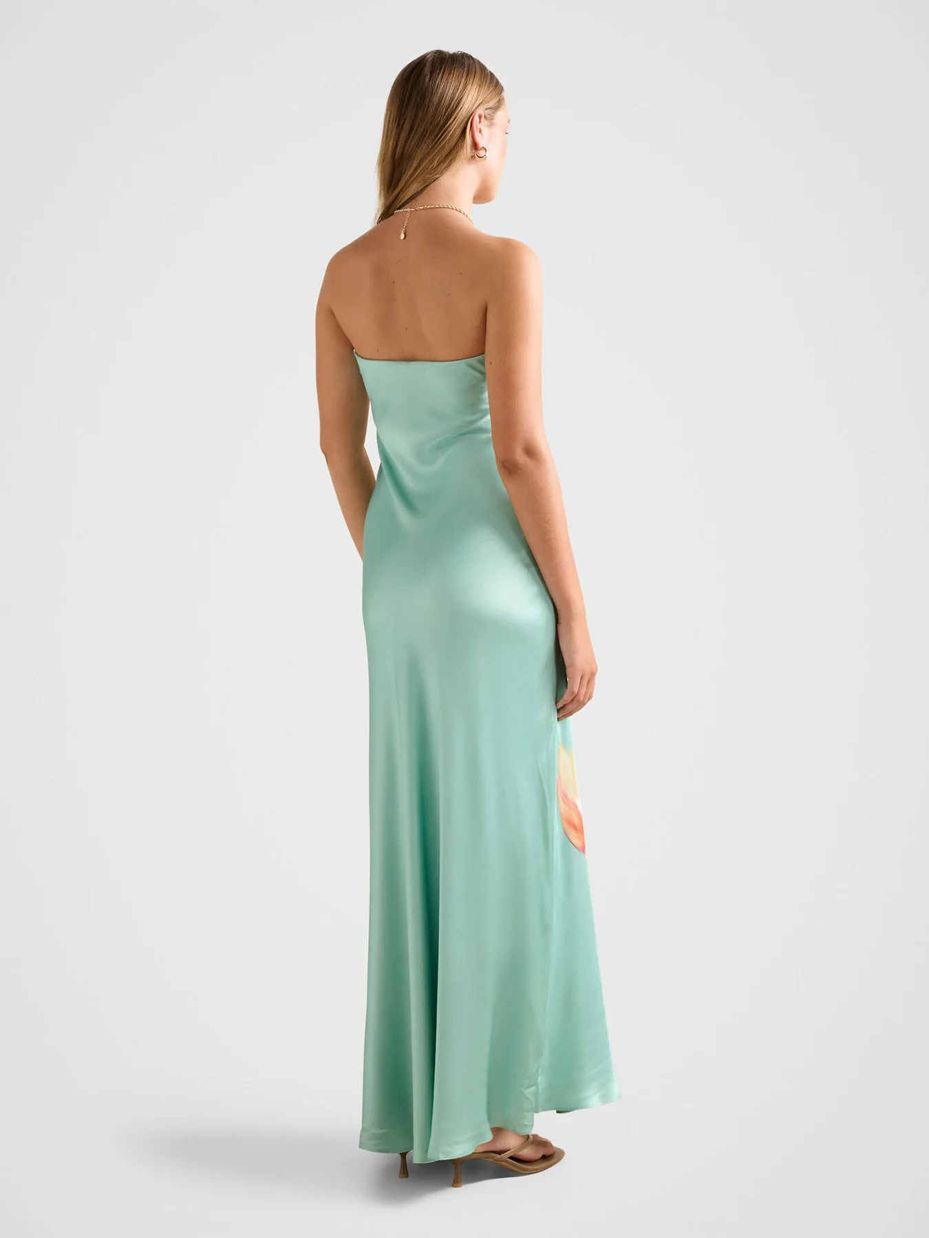Estelle Satin Strapless Maxi Dress Blue - Image 5