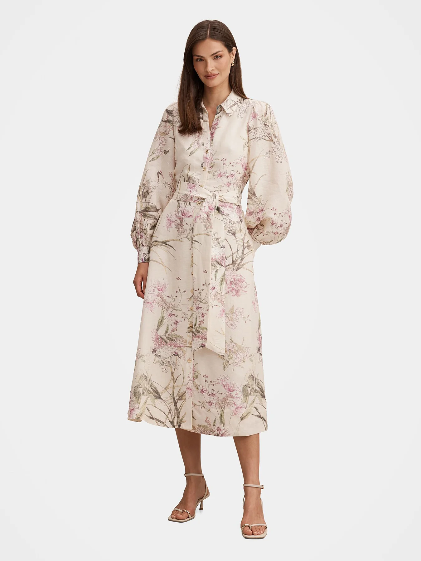 Hazel Shirt Midi Dress Floral - Image 2
