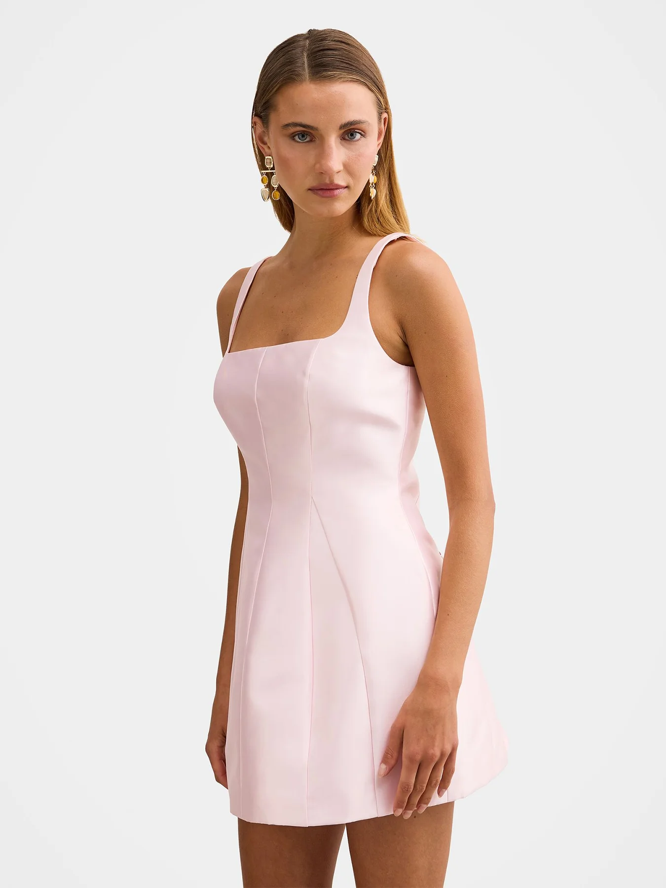 Kaitlyn Structured Satin Mini Dress Pink - Image 4