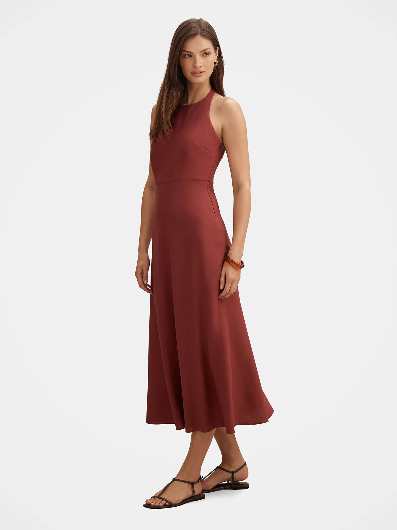 Soraya Beaded Back Midi Dress Red - Image 4